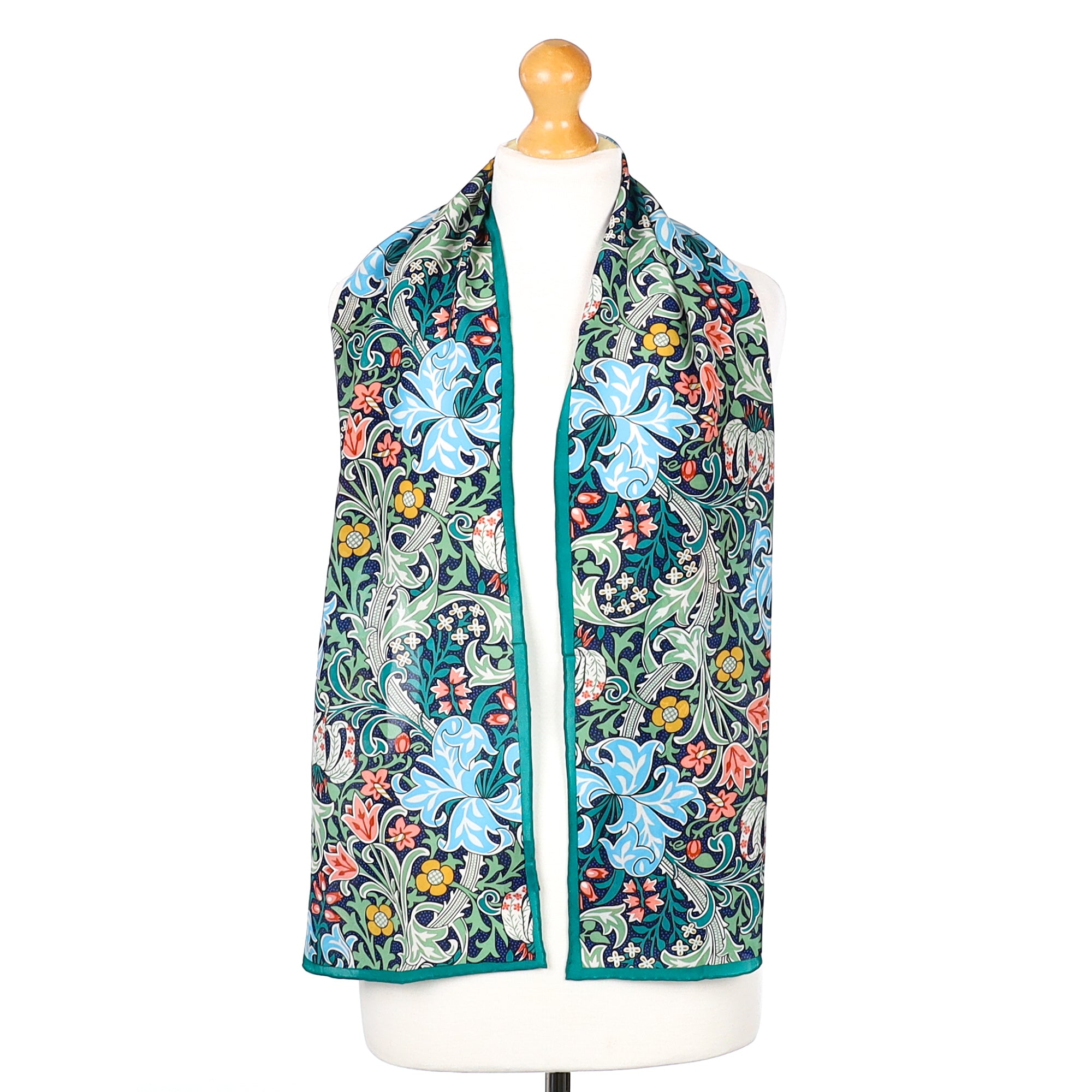 Brand New Fox & Chave Green and Blue Silk Scarf