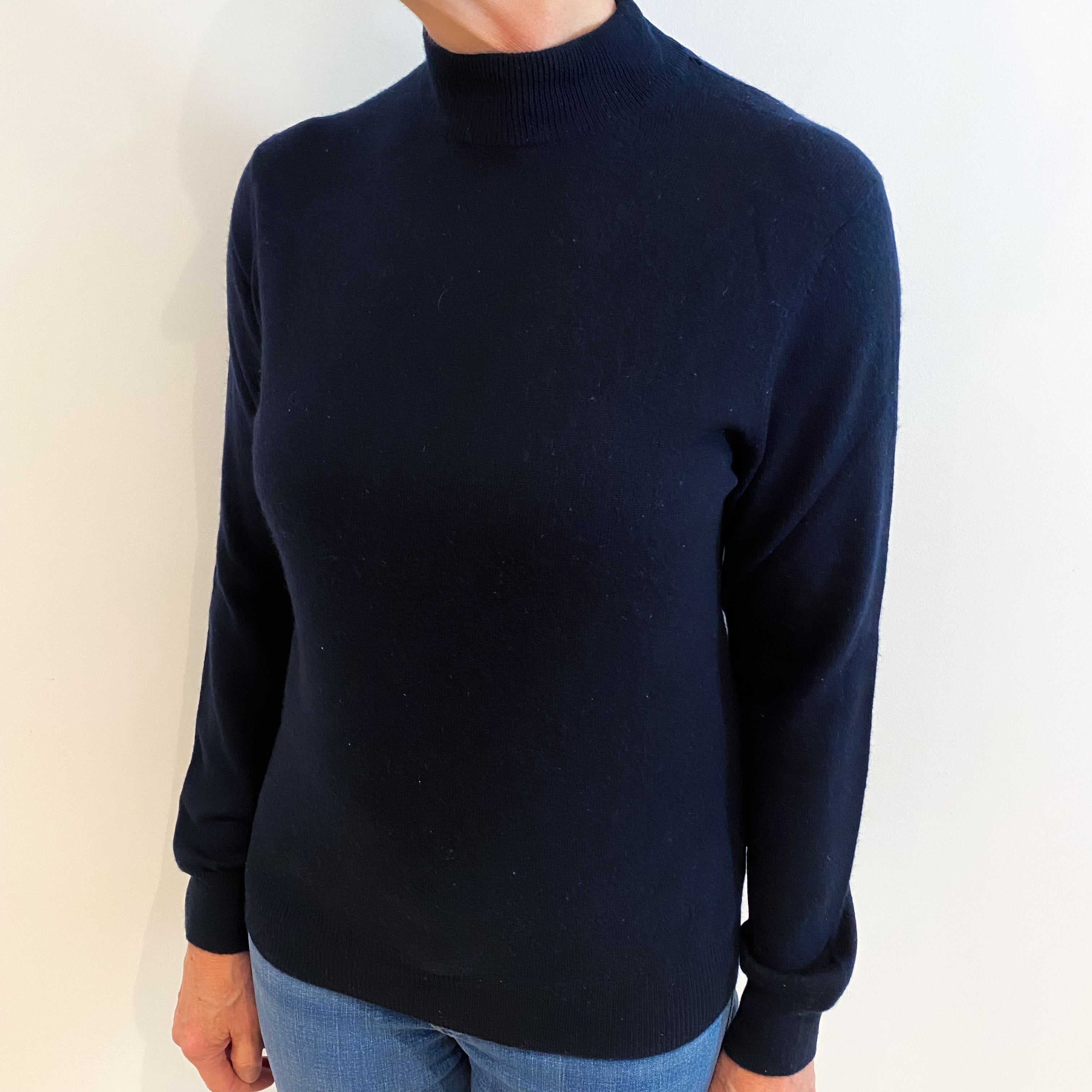 Dark Navy Cashmere Turtle Neck Jumper Medium