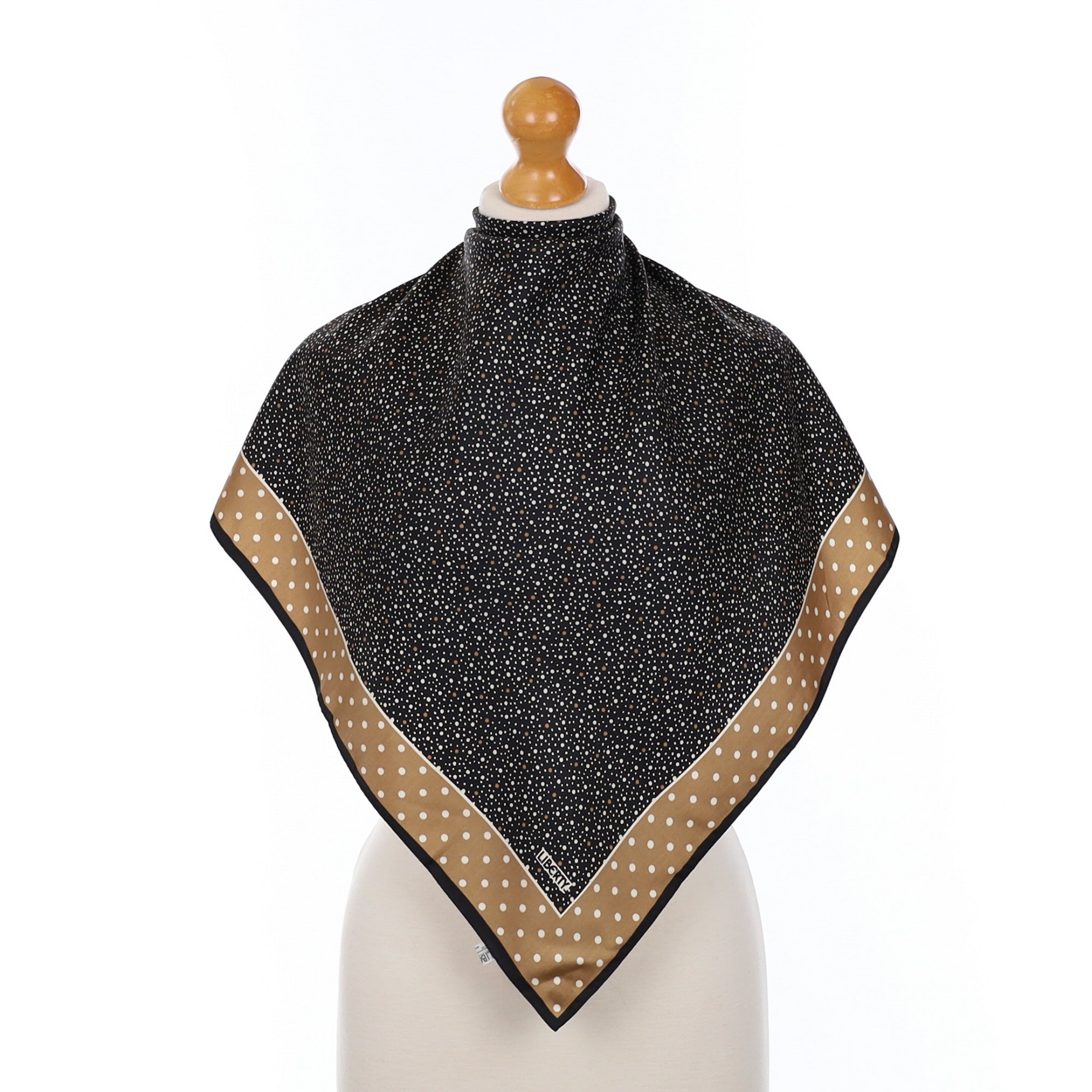 Liberty Black and Beige Spotted Vintage Silk Scarf