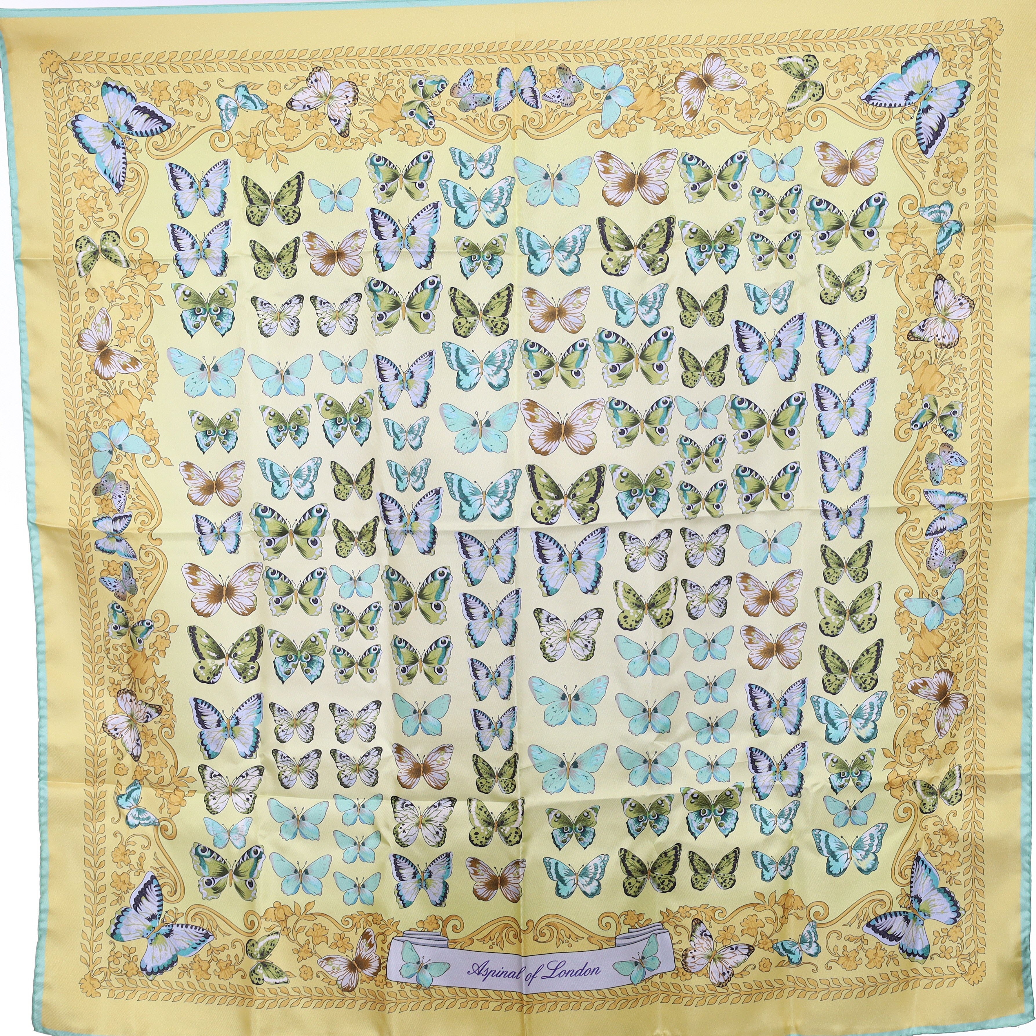 Brand New Boxed Aspinal Of London Butterfly Design Silk Scarf