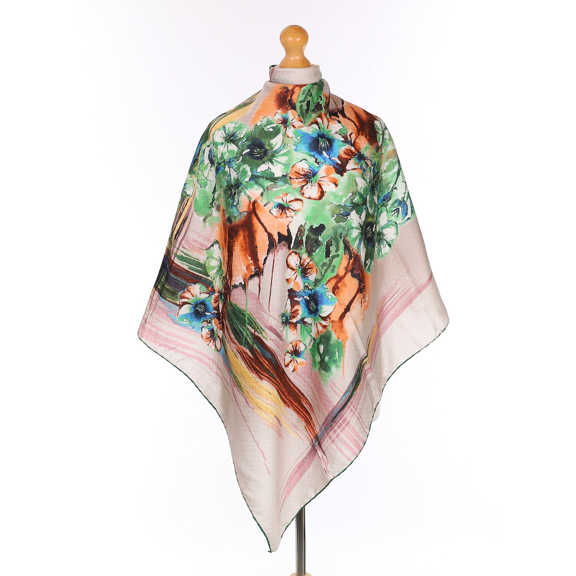 Abstract Floral Silk Scarf