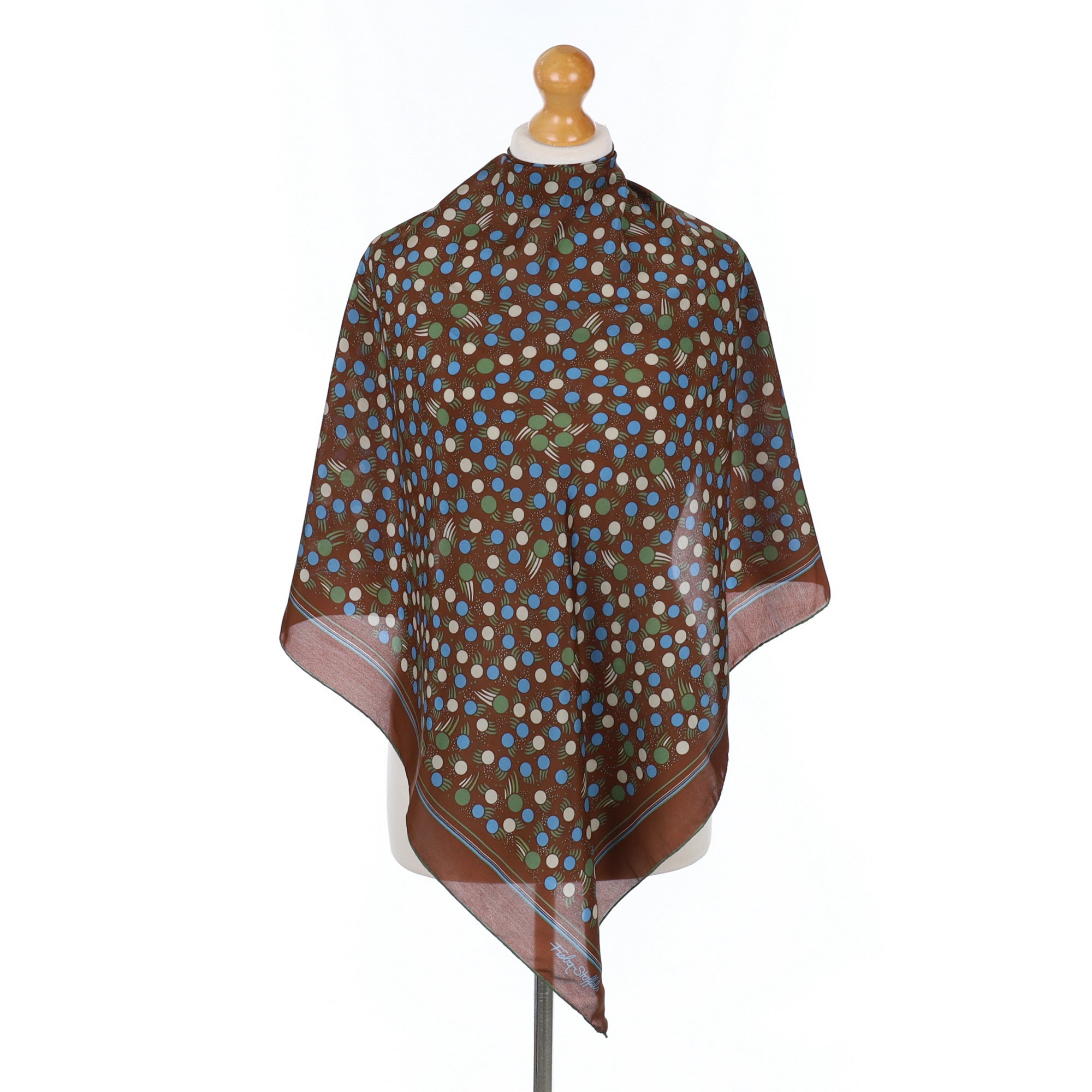 Fisba Stoffels Spotted Brown Silk Scarf