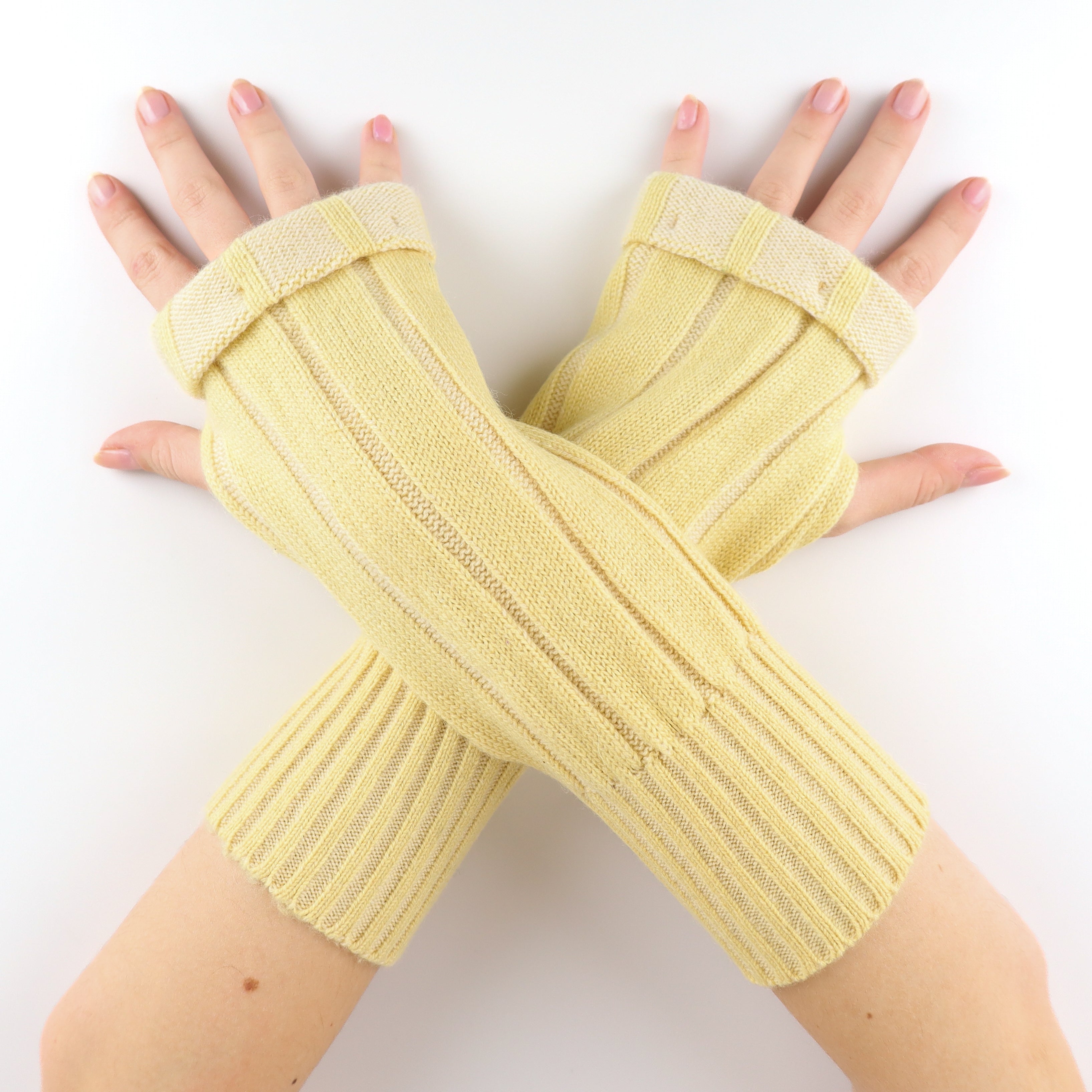 Primrose Yellow Chunky Rib Fingerless Gloves