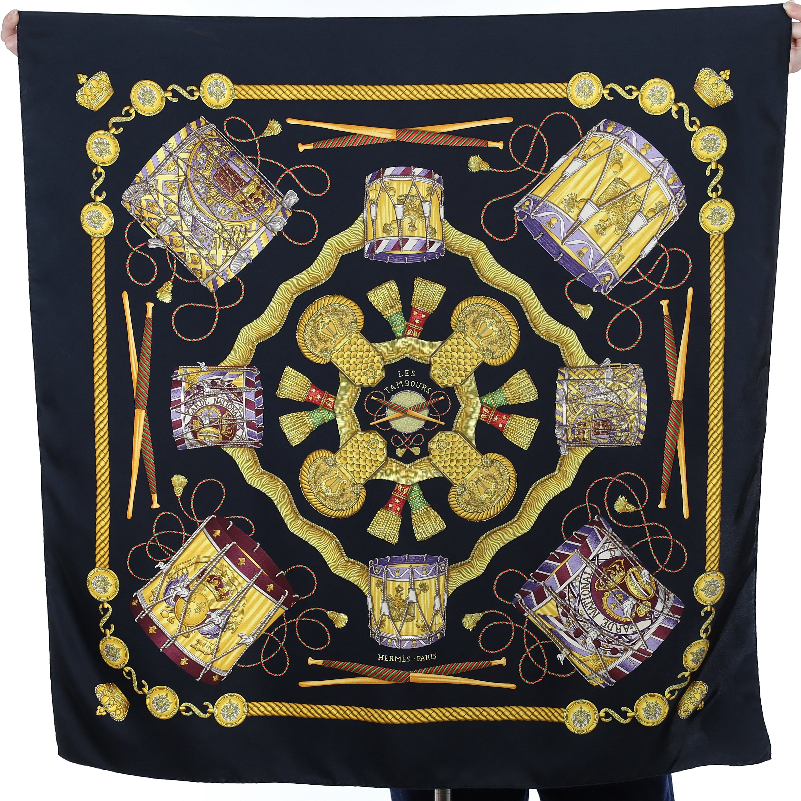 Hermès Les Tambours Silk Scarf