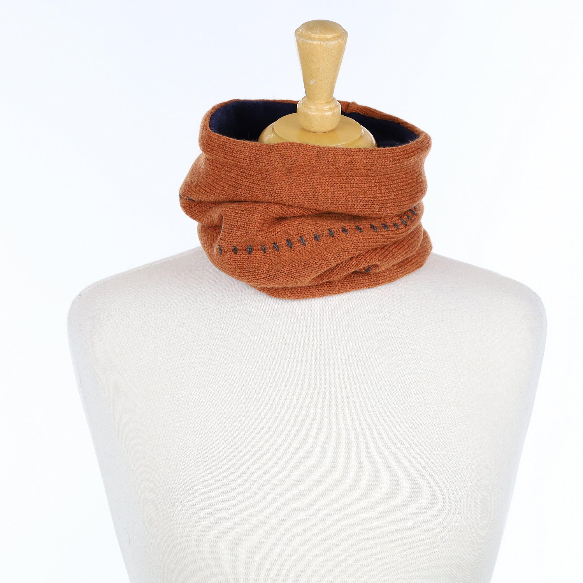 Men’s Rust Stitch Detail and Navy Luxury Double Layered Snood