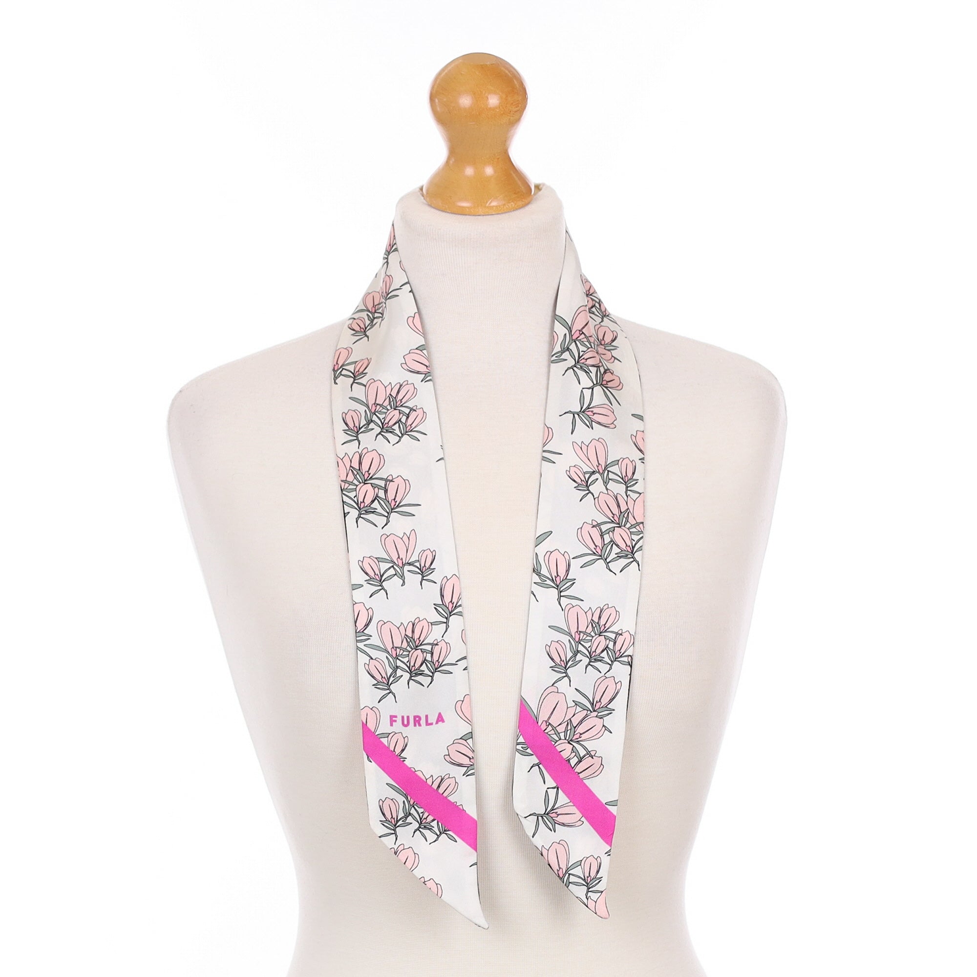 Furla Pink Floral Silk Scarf