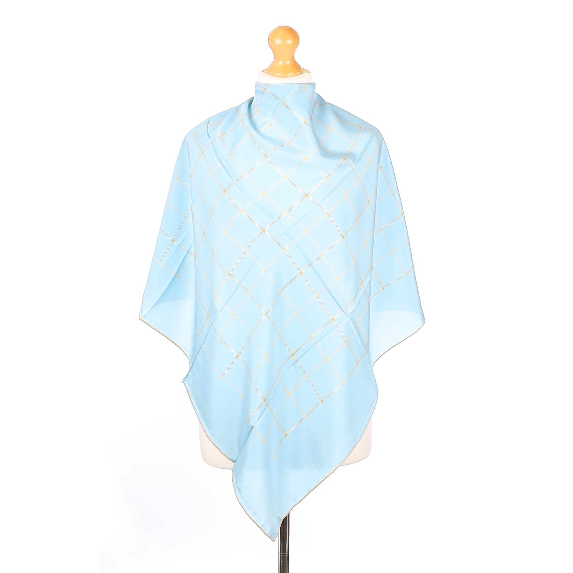 Brand New Burberry Pale Blue Vintage Silk Scarf
