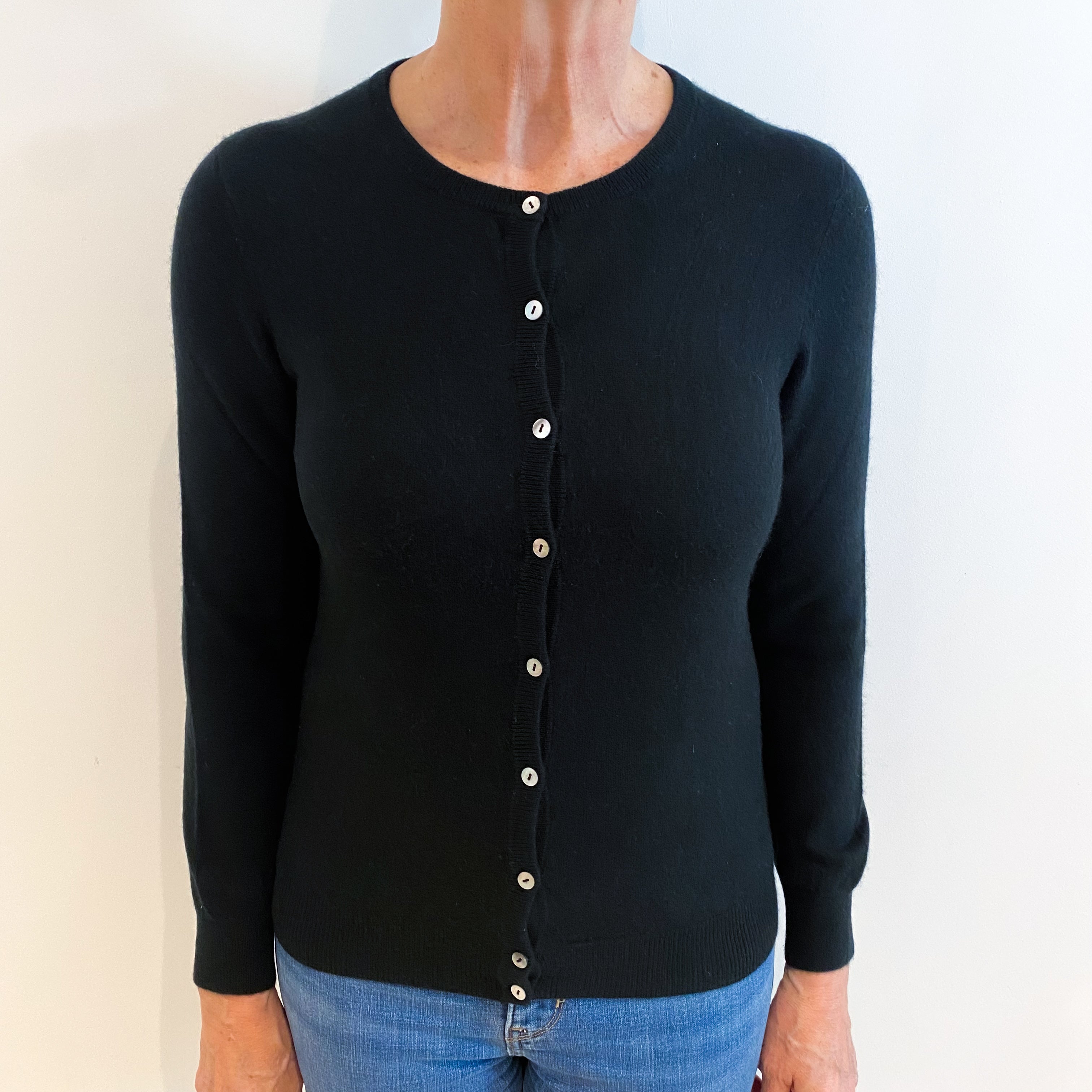 N.Peal Black Cashmere Cardigan Medium