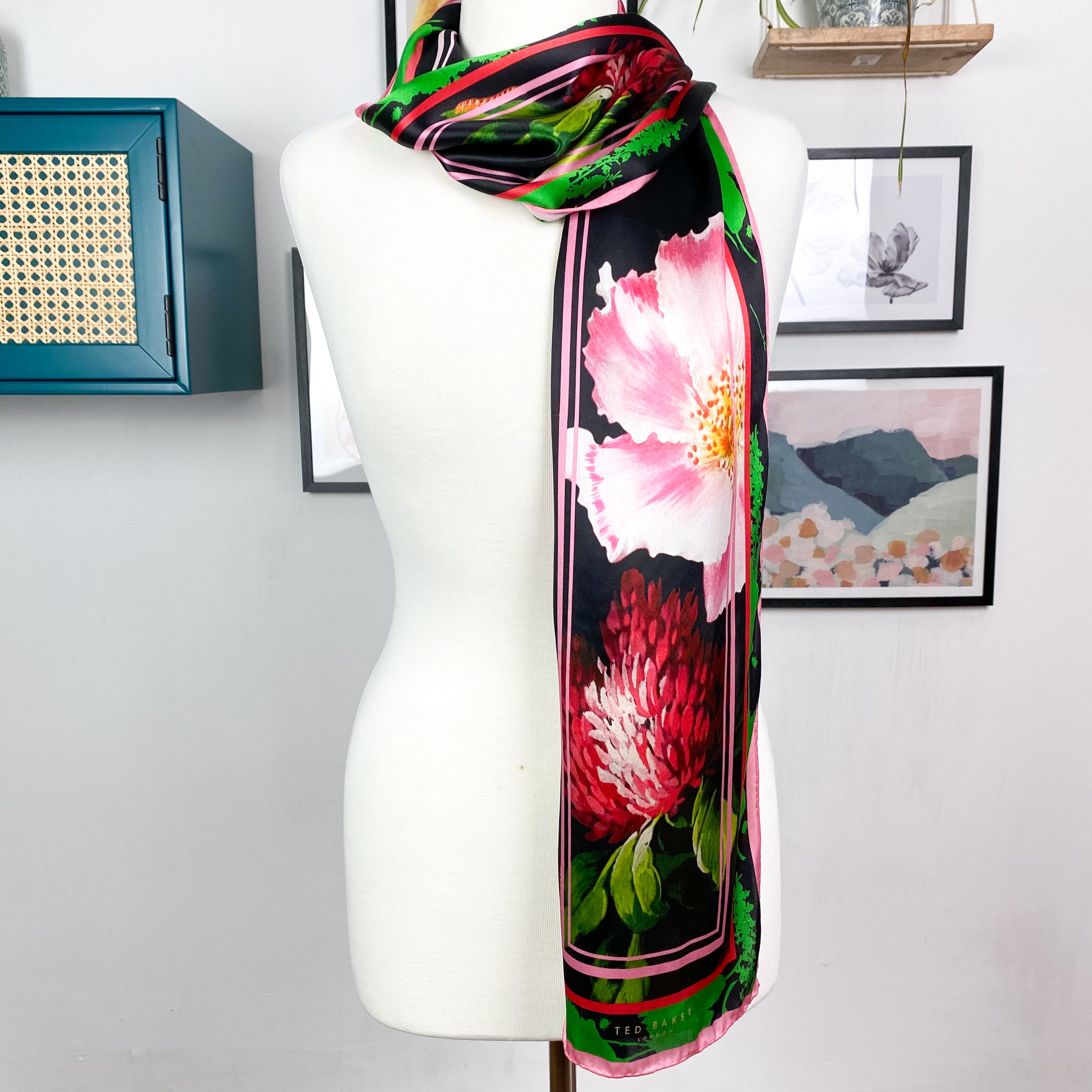 Long Ted Baker Floral Silk Scarf