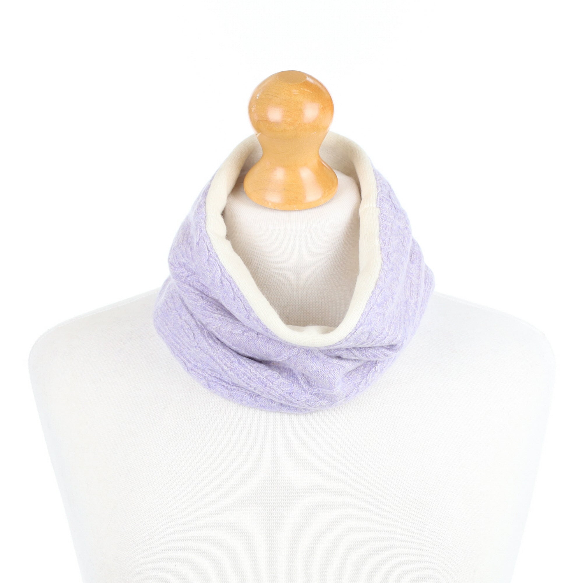 Lavender Cable and Cream Neck Warmer
