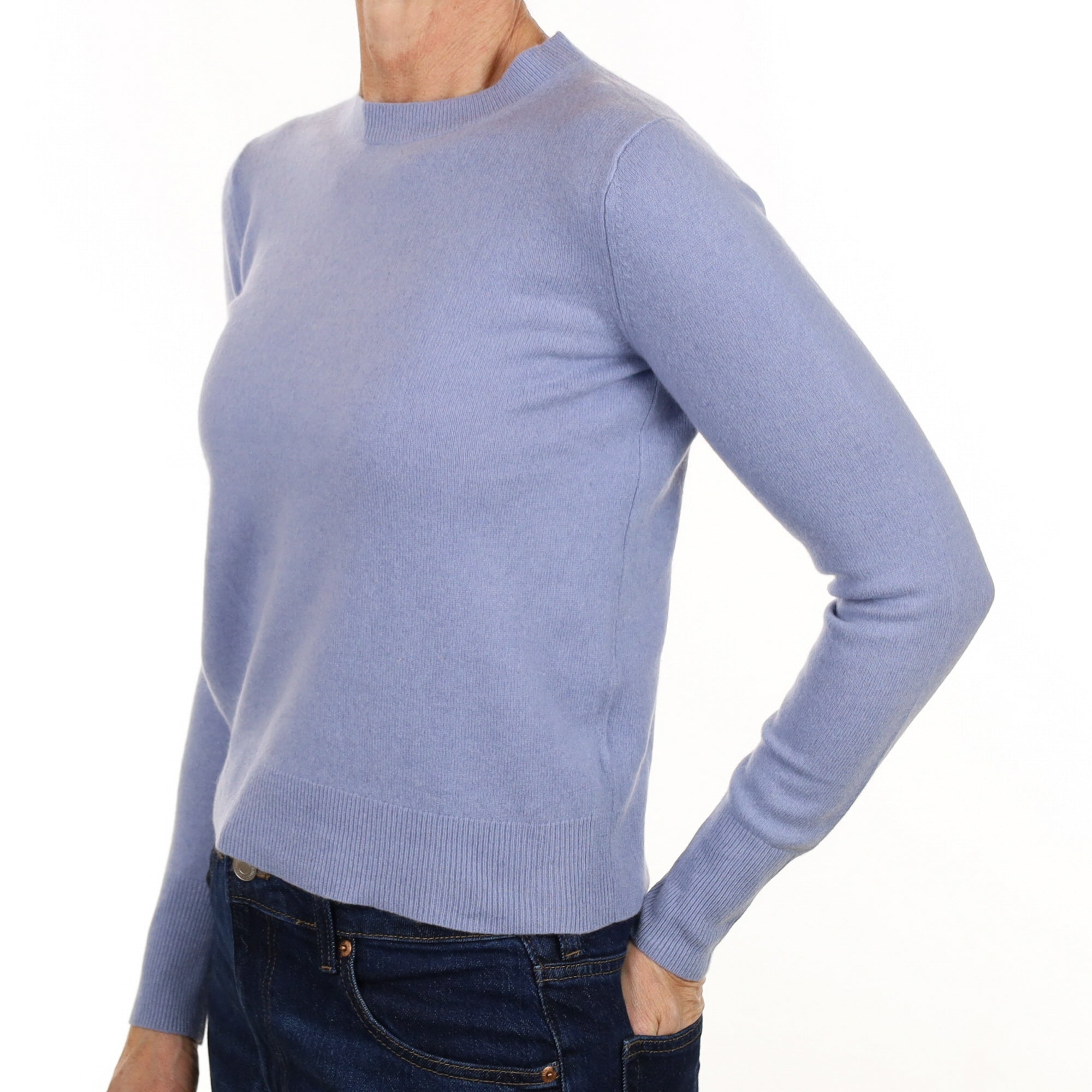 Pale Blue Cashmere Crew Neck Jumper Small