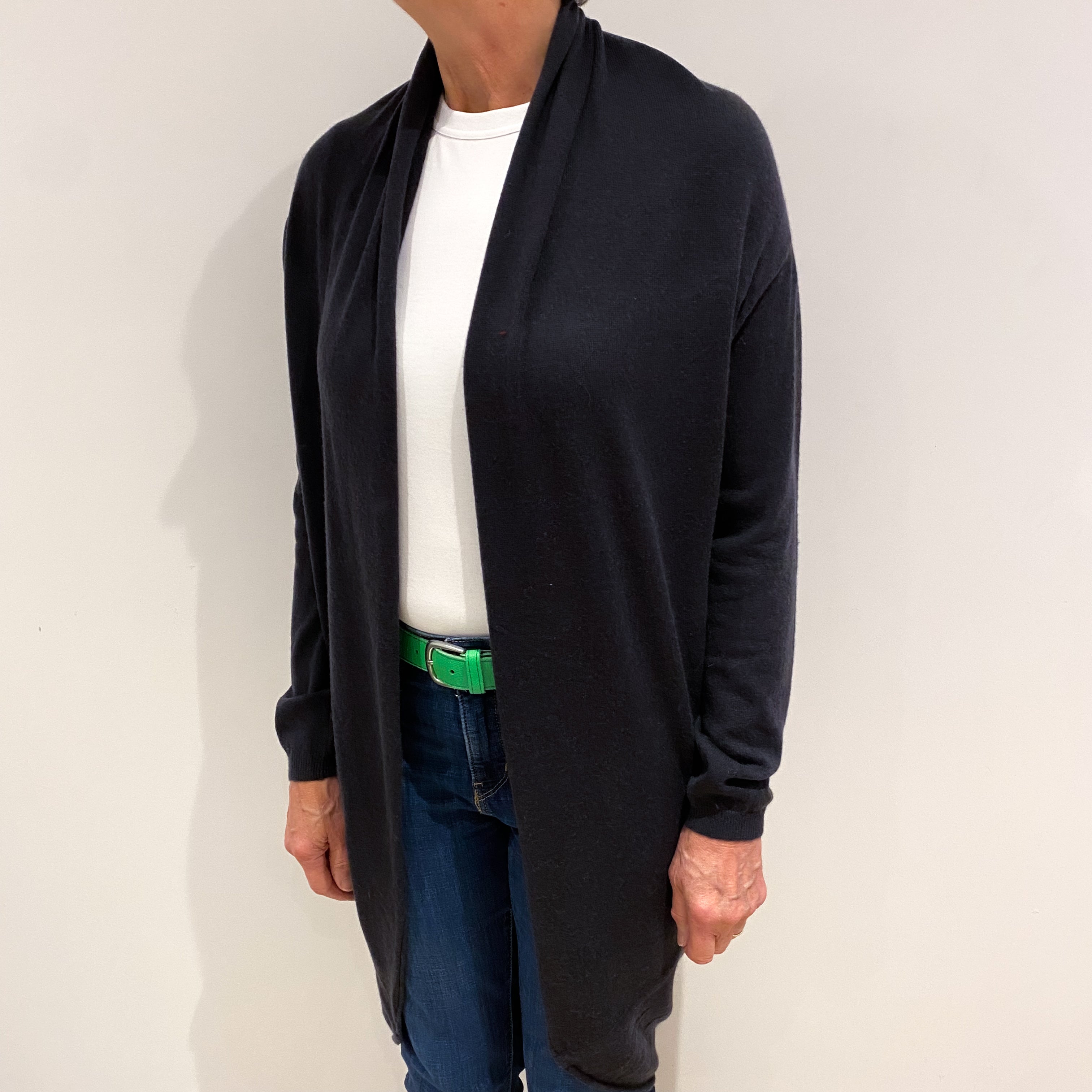 Dark Slate Grey Cashmere Edge to Edge Cardigan Medium