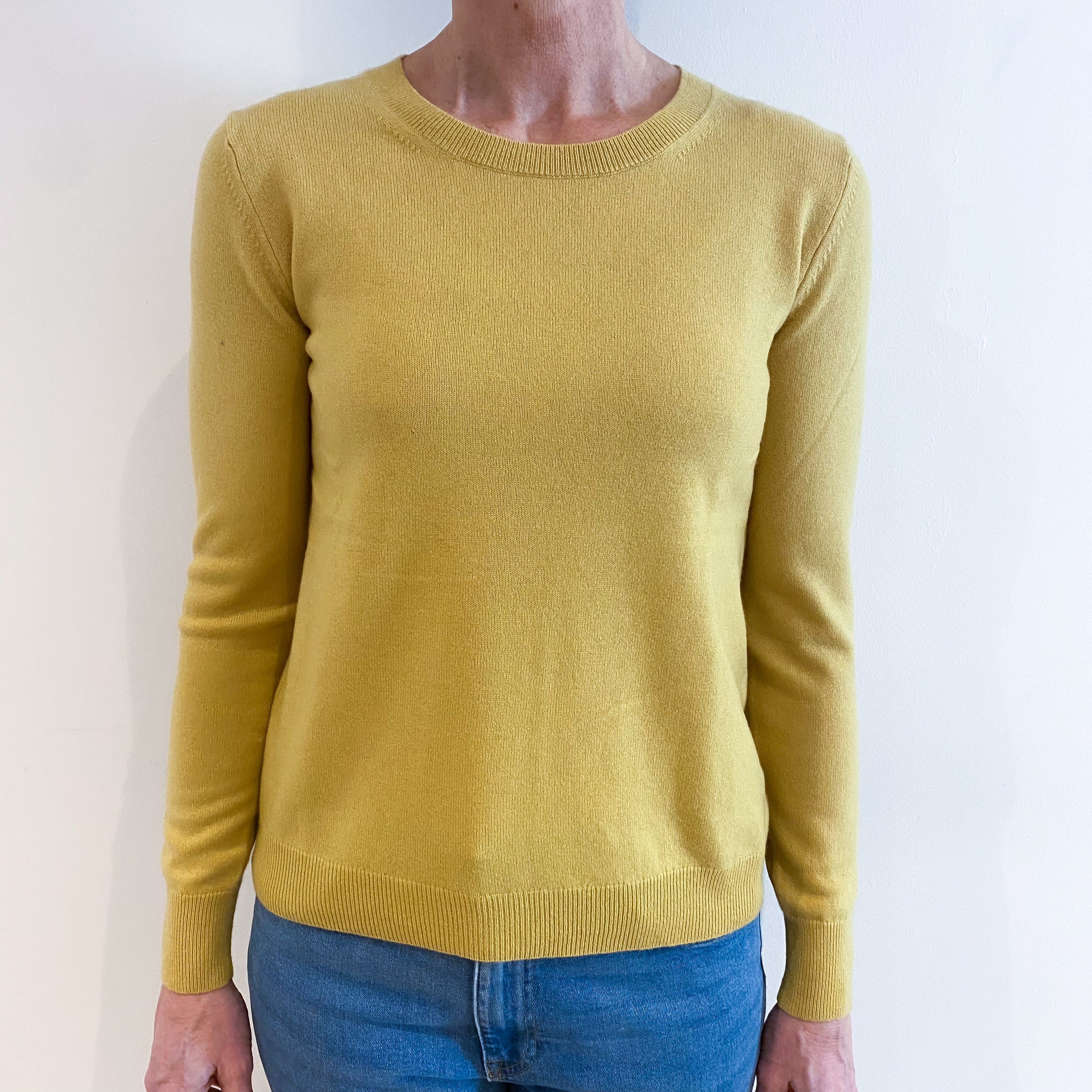 Mustard Yellow Cashmere Crew Neck Jumper Small