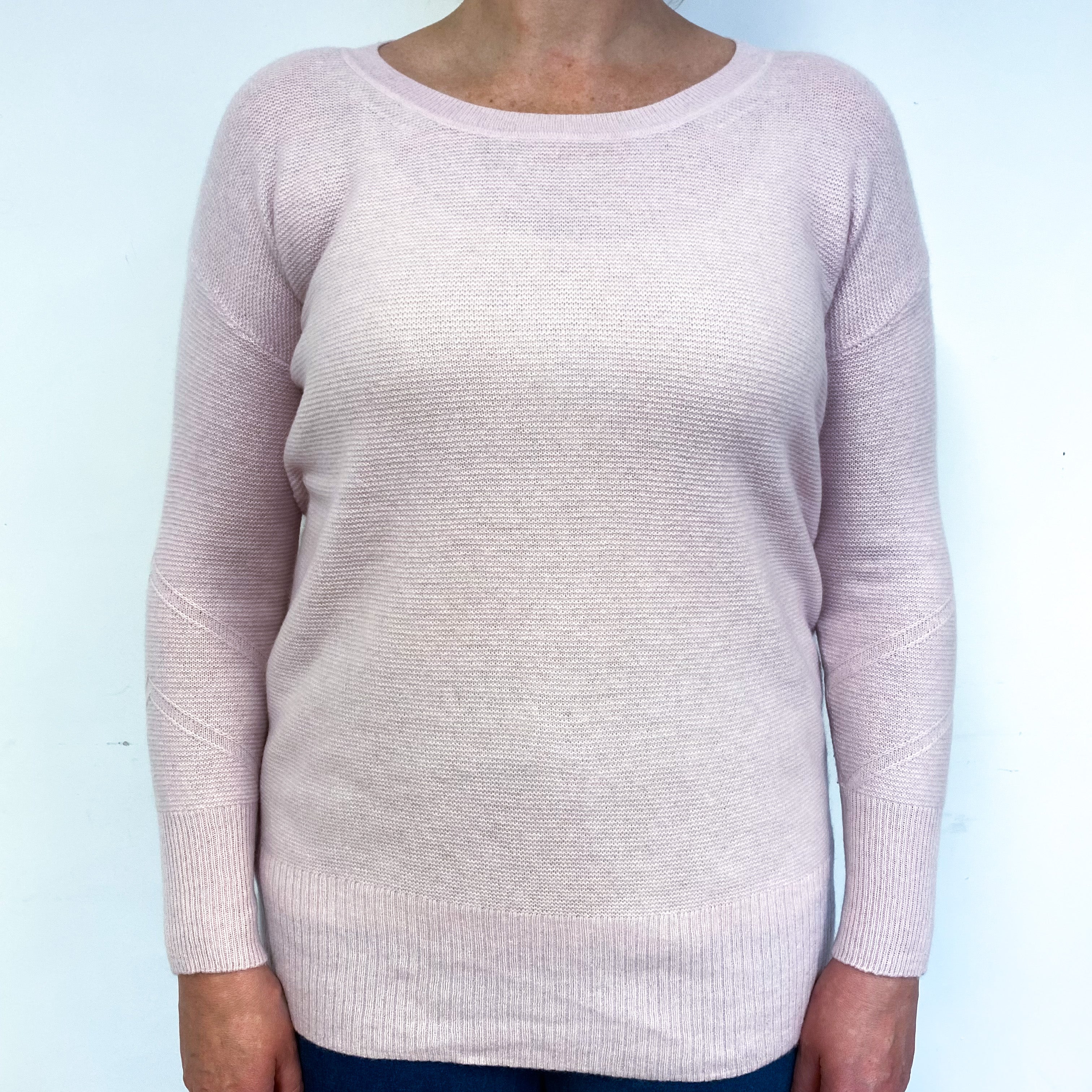 Carnation Pink Lightweight Cashmere Crew Neck Jumper Large