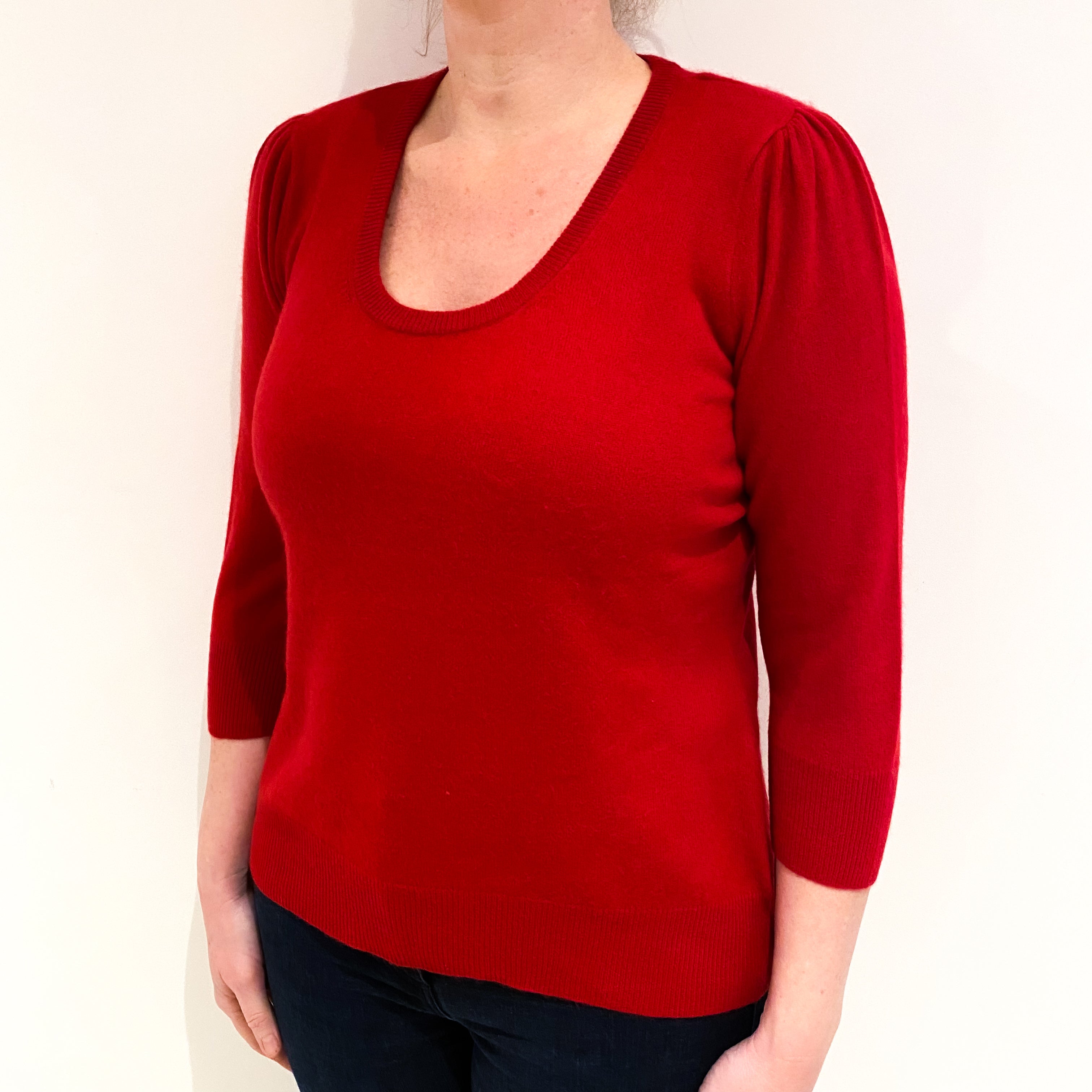 Post Box Red Cashmere Crew Neck Jumper Large