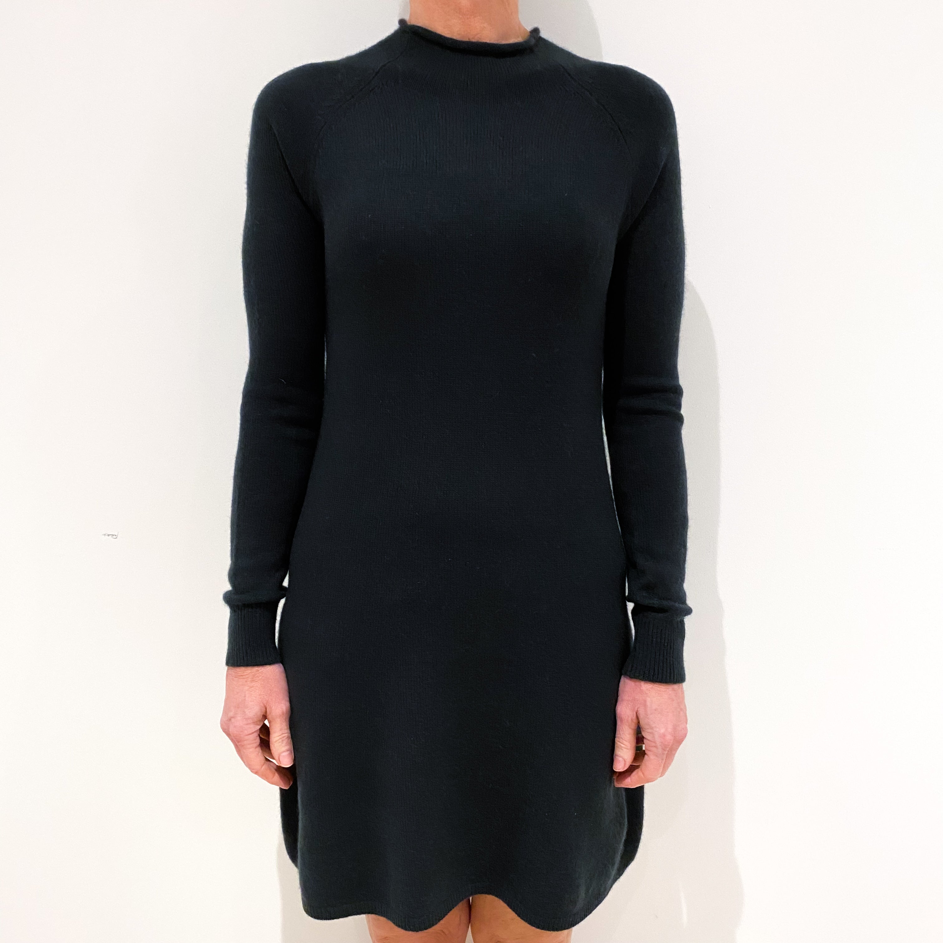 Theory Dark Forest Green Cashmere Crew Neck Dress Small