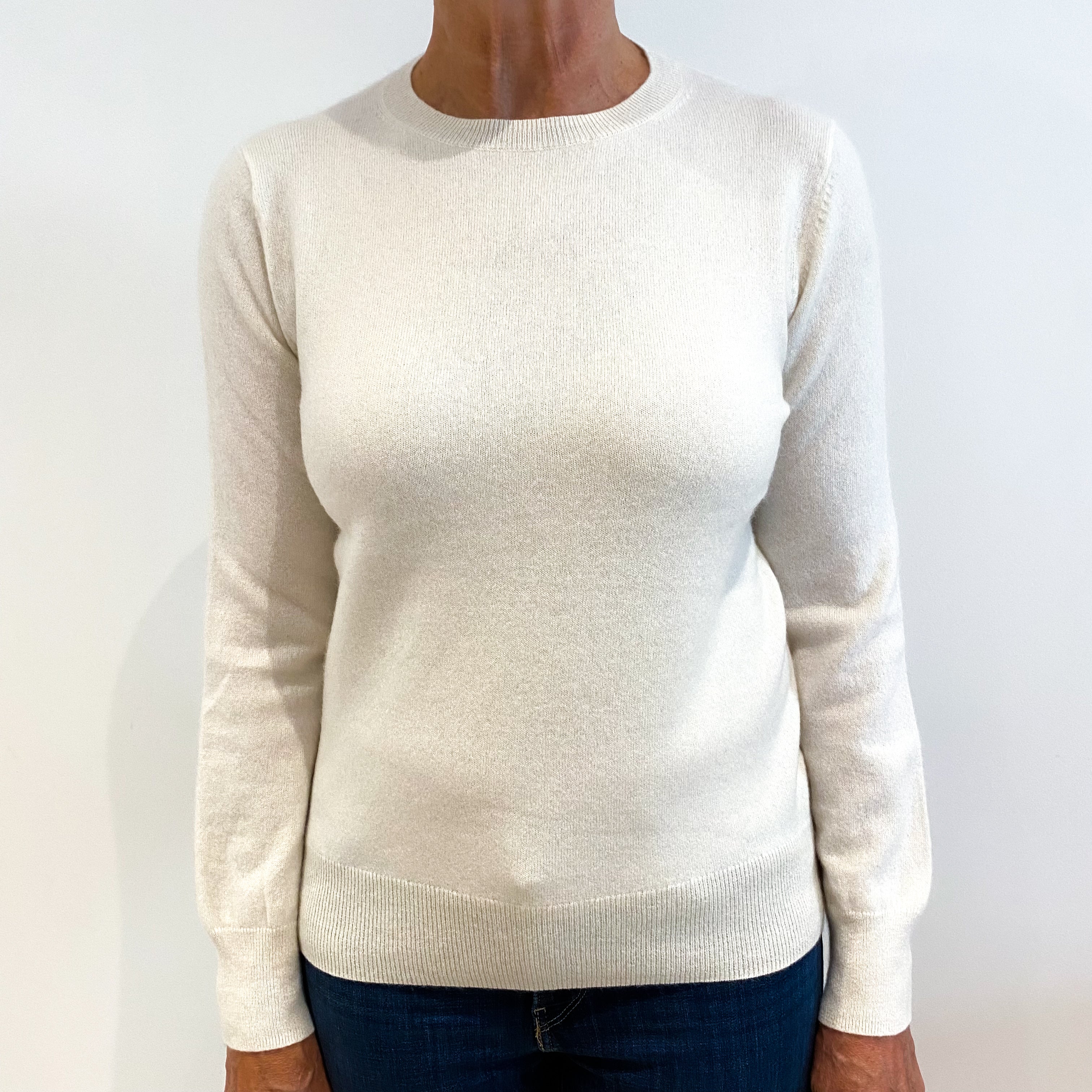 Cream Slouchy Cashmere Crew Neck Jumper Medium