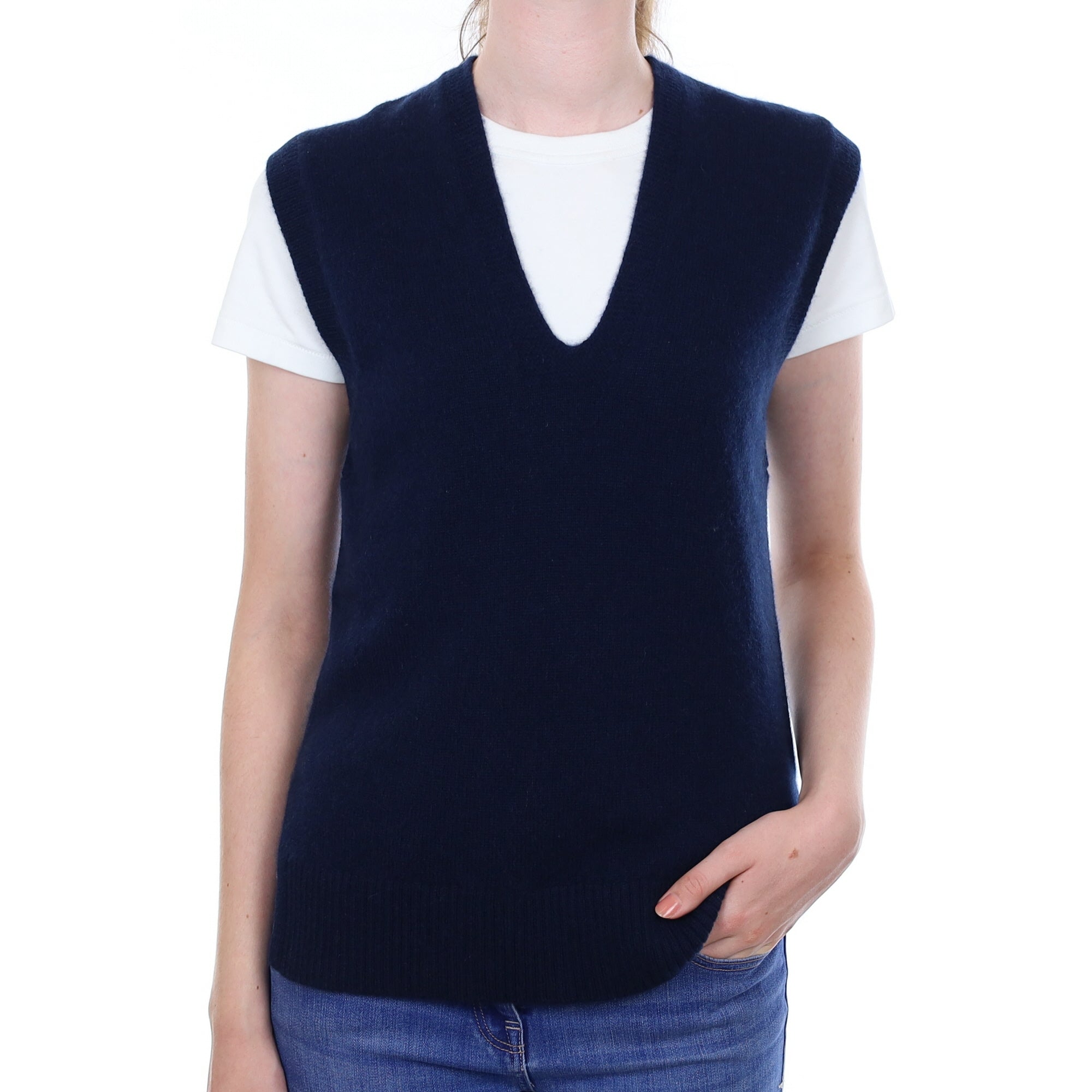 Brand New Navy Luxury Cashmere Tank Top Extra Small UK 6-8