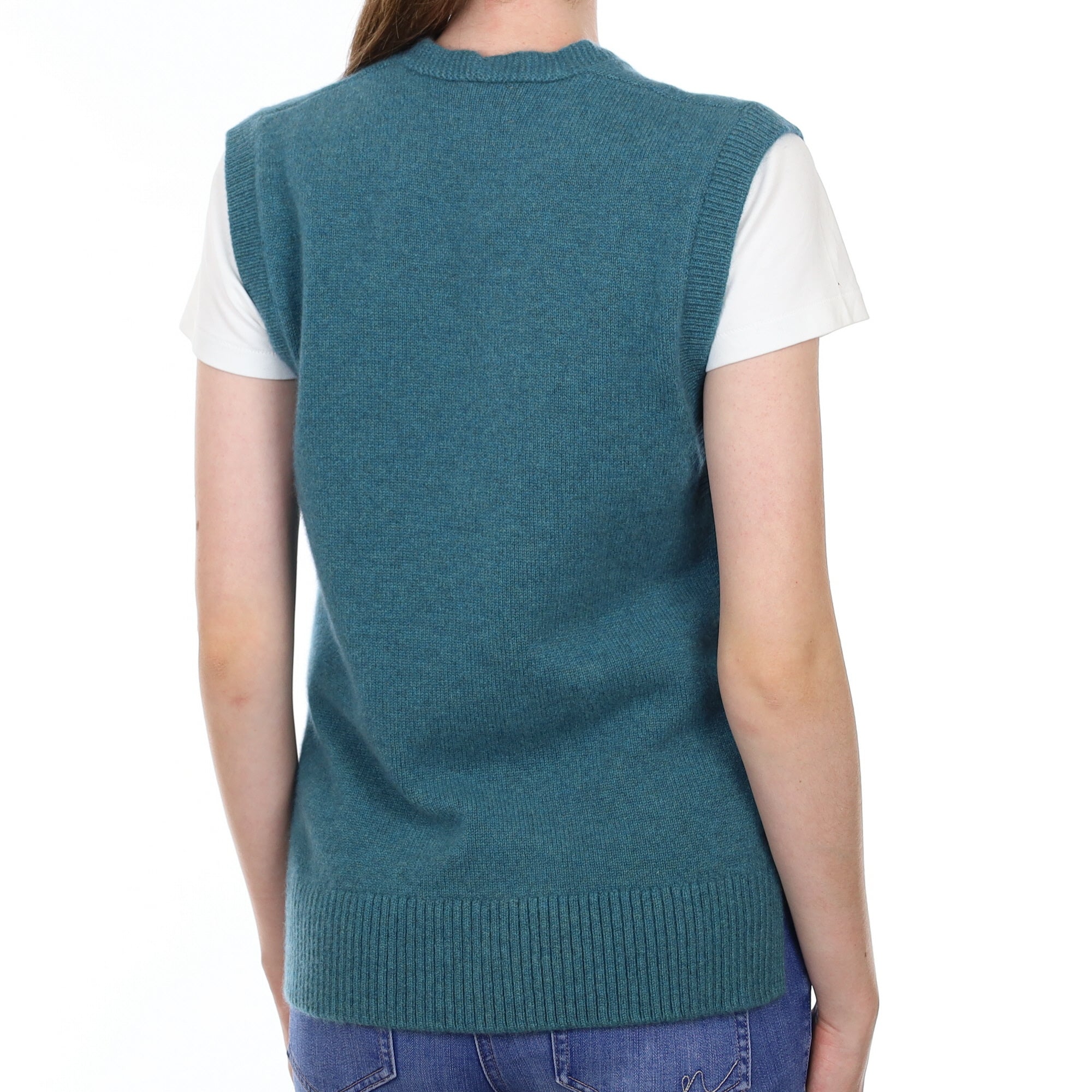 Brand New Ocean Green Luxury Cashmere Tank Top Extra Small UK 6-8