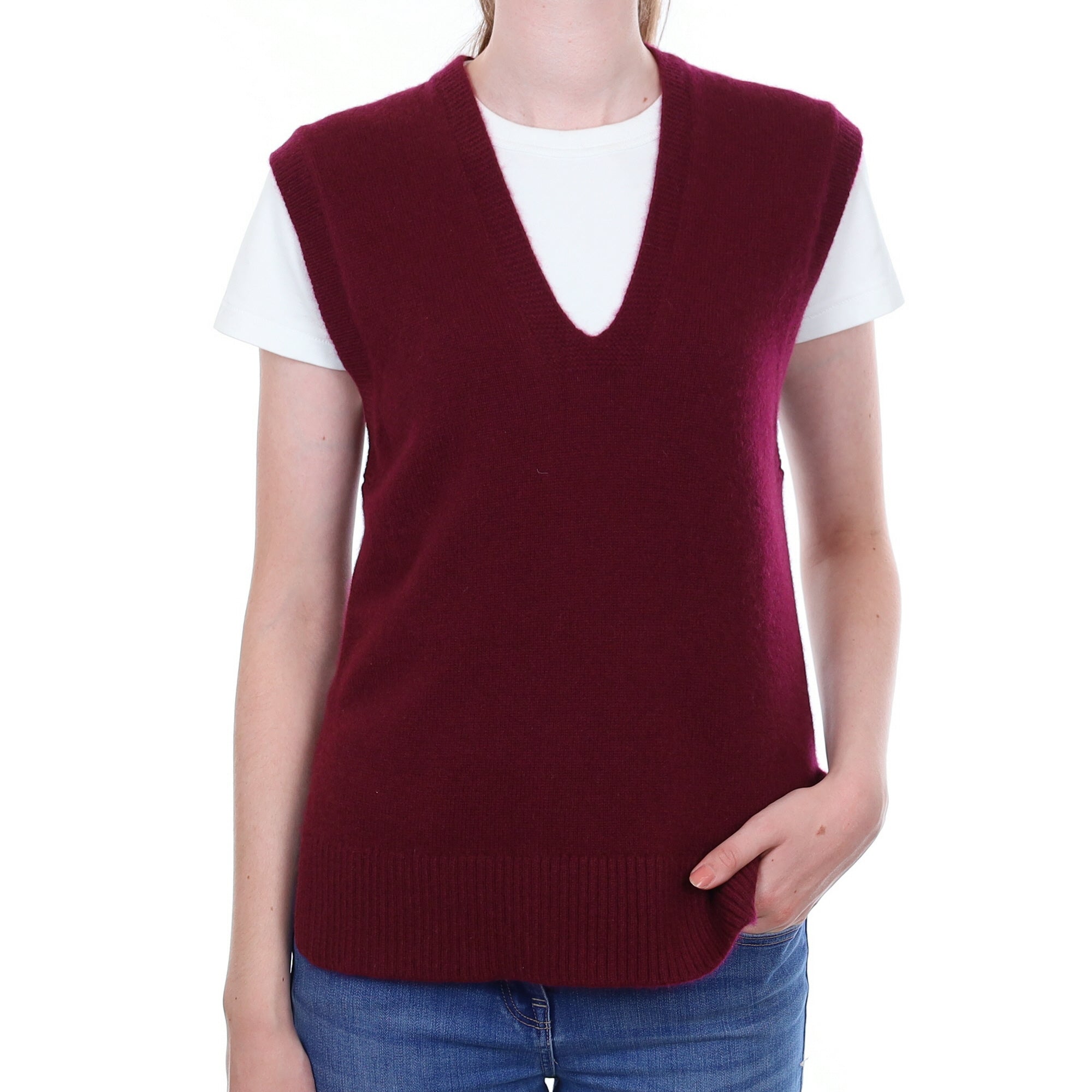 Brand New Rich Wine Luxury Cashmere Tank Top Extra Small UK 6-8