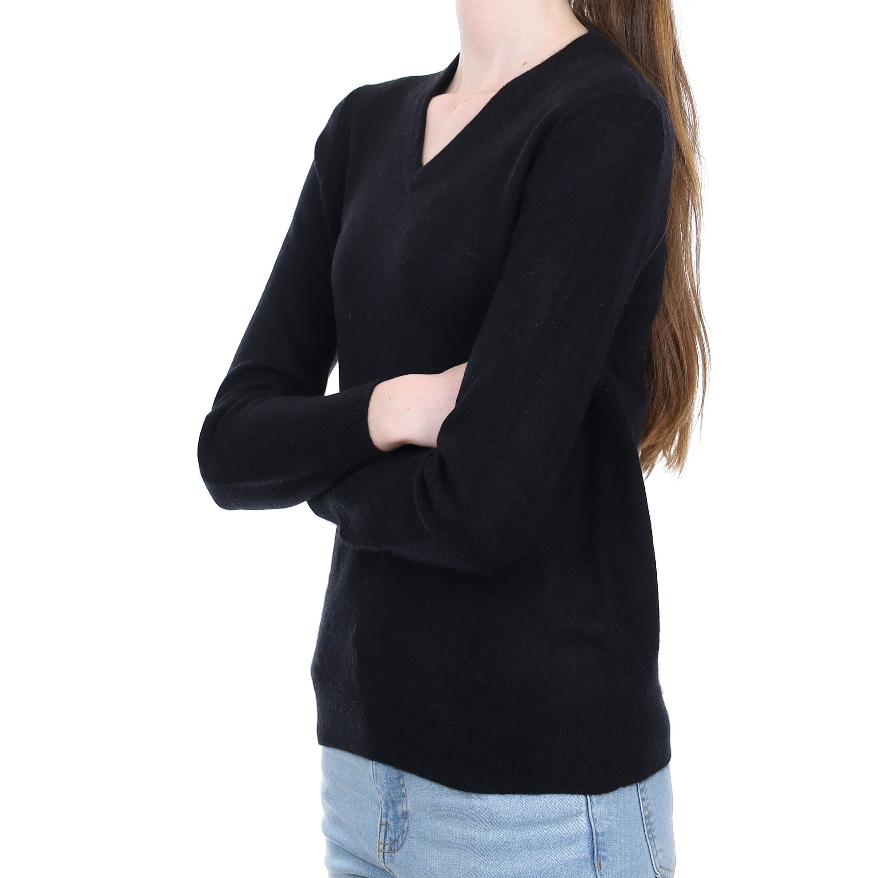 Black Cashmere V Neck Jumper Extra Small