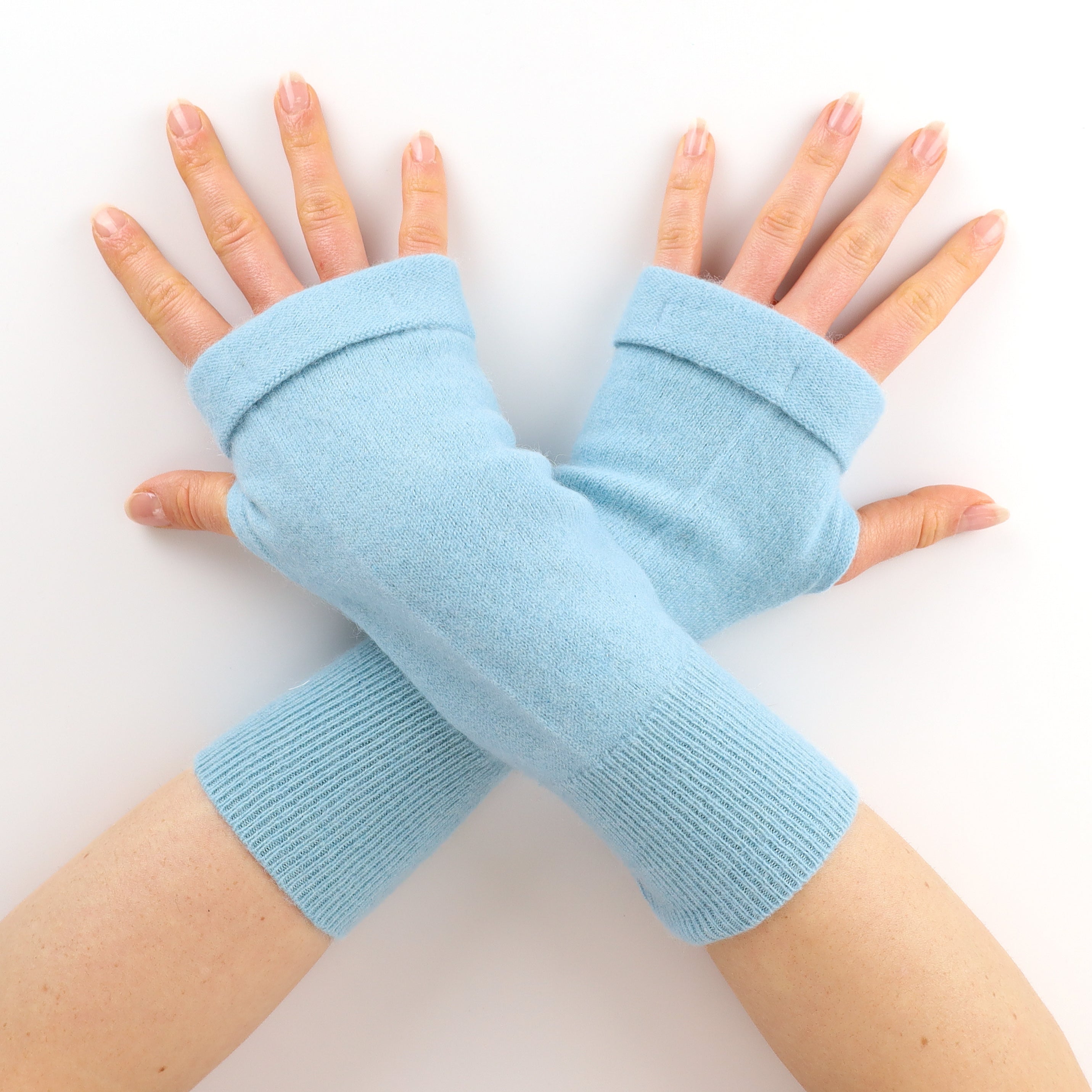 Sky Blue Fingerless Gloves