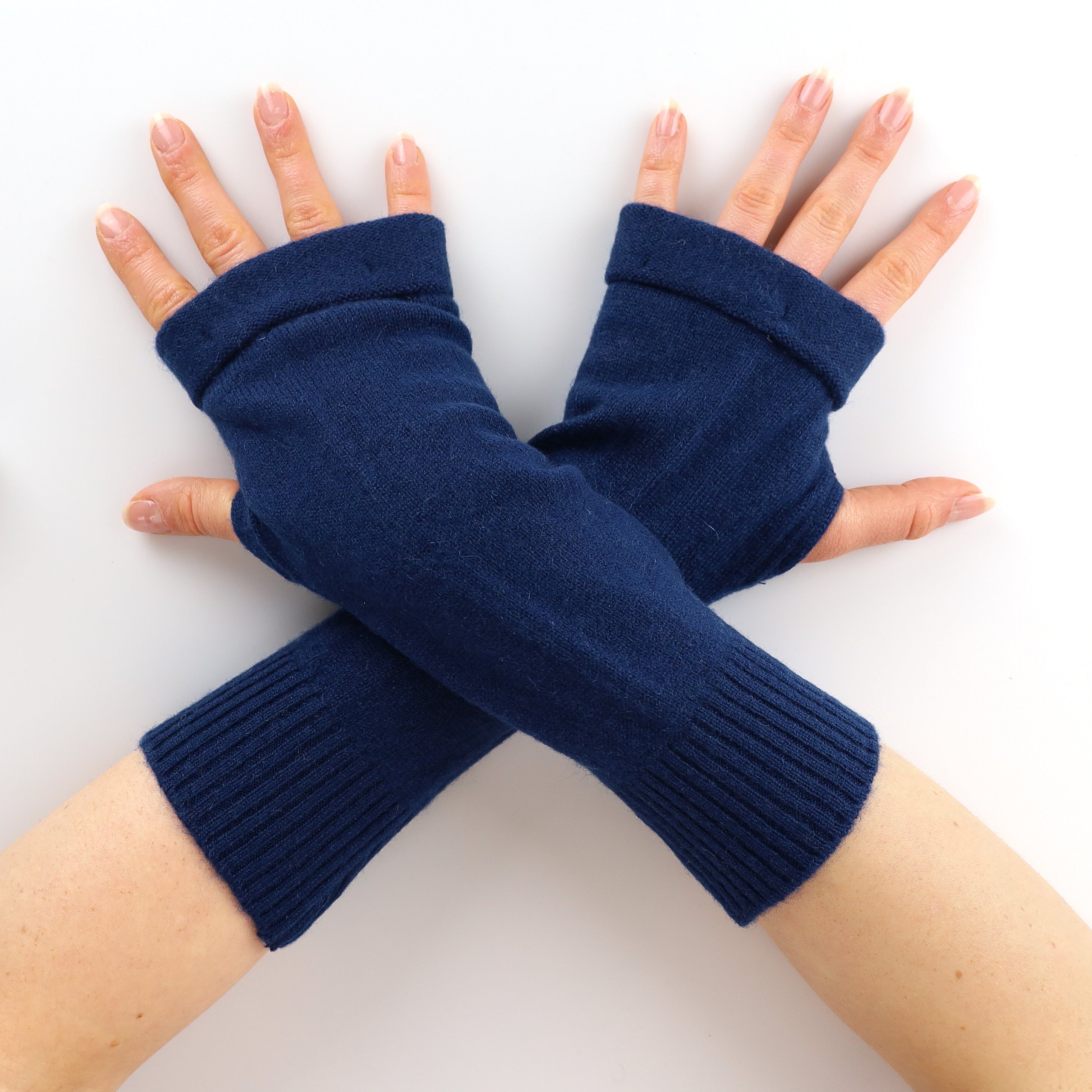 Dark Petrol Blue Fingerless Gloves
