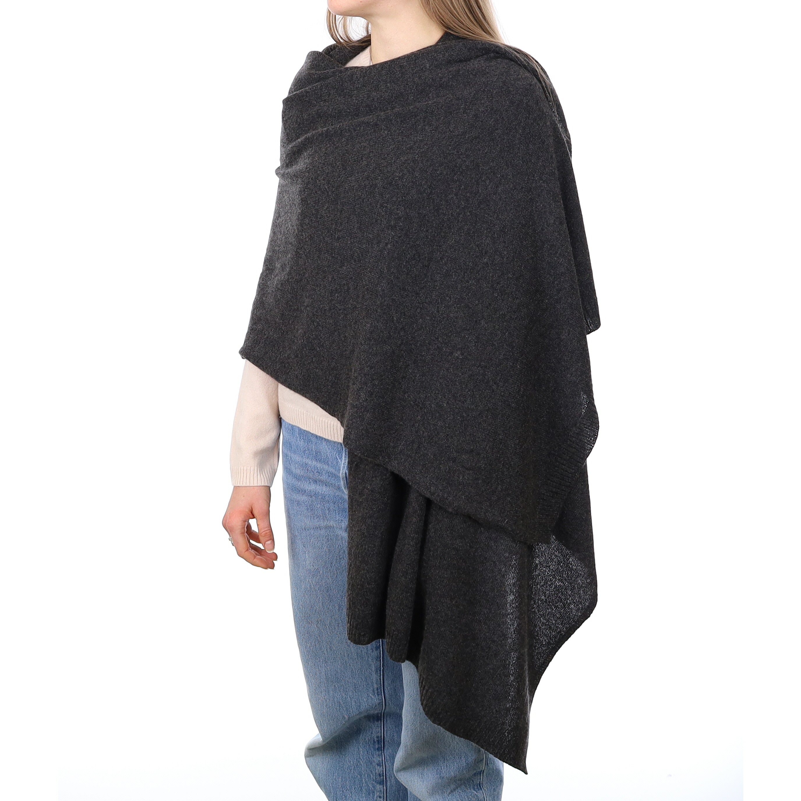 Brand New Graphite Grey Recycled Cashmere Wrap