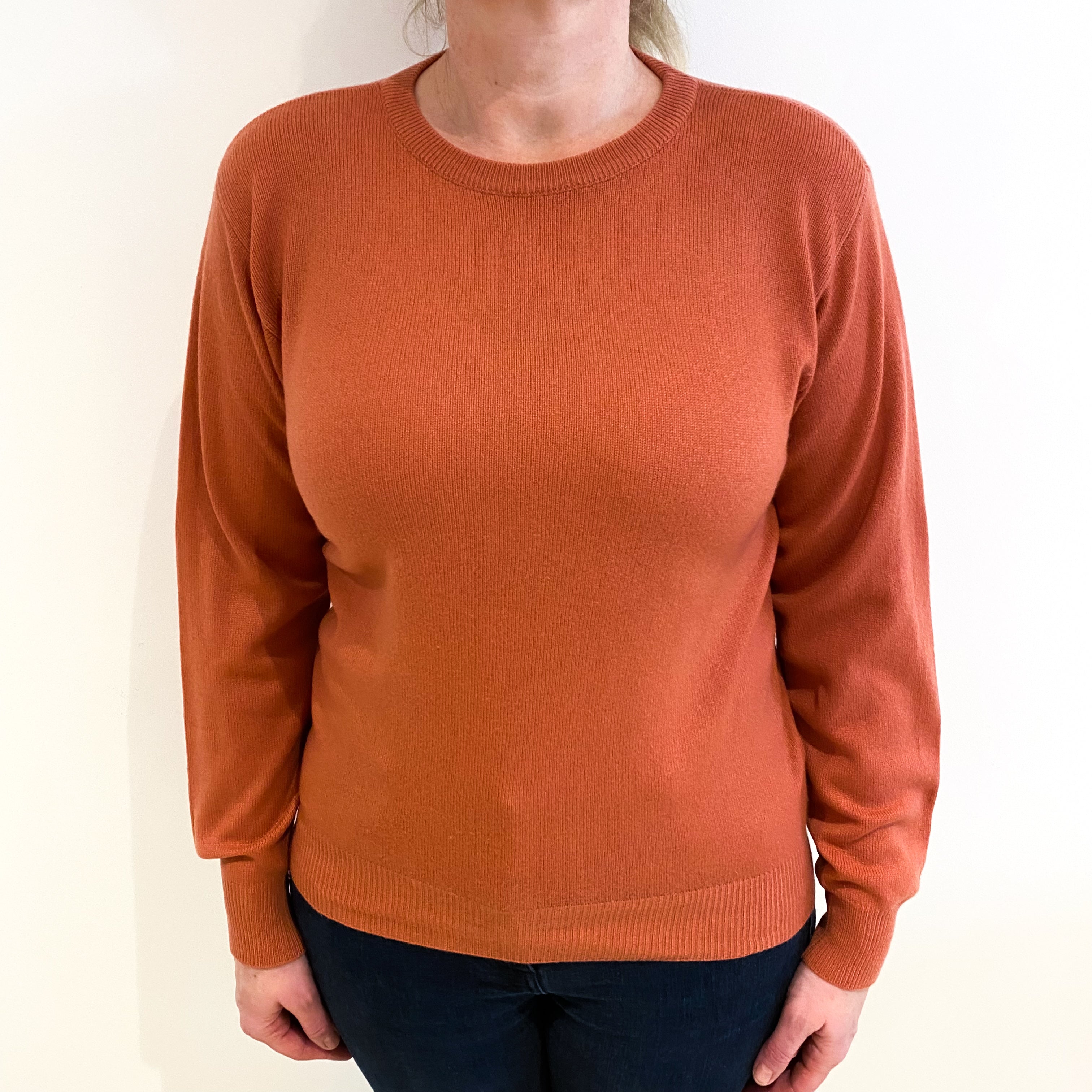 Terracotta Pink Cashmere Crew Neck Jumper Large