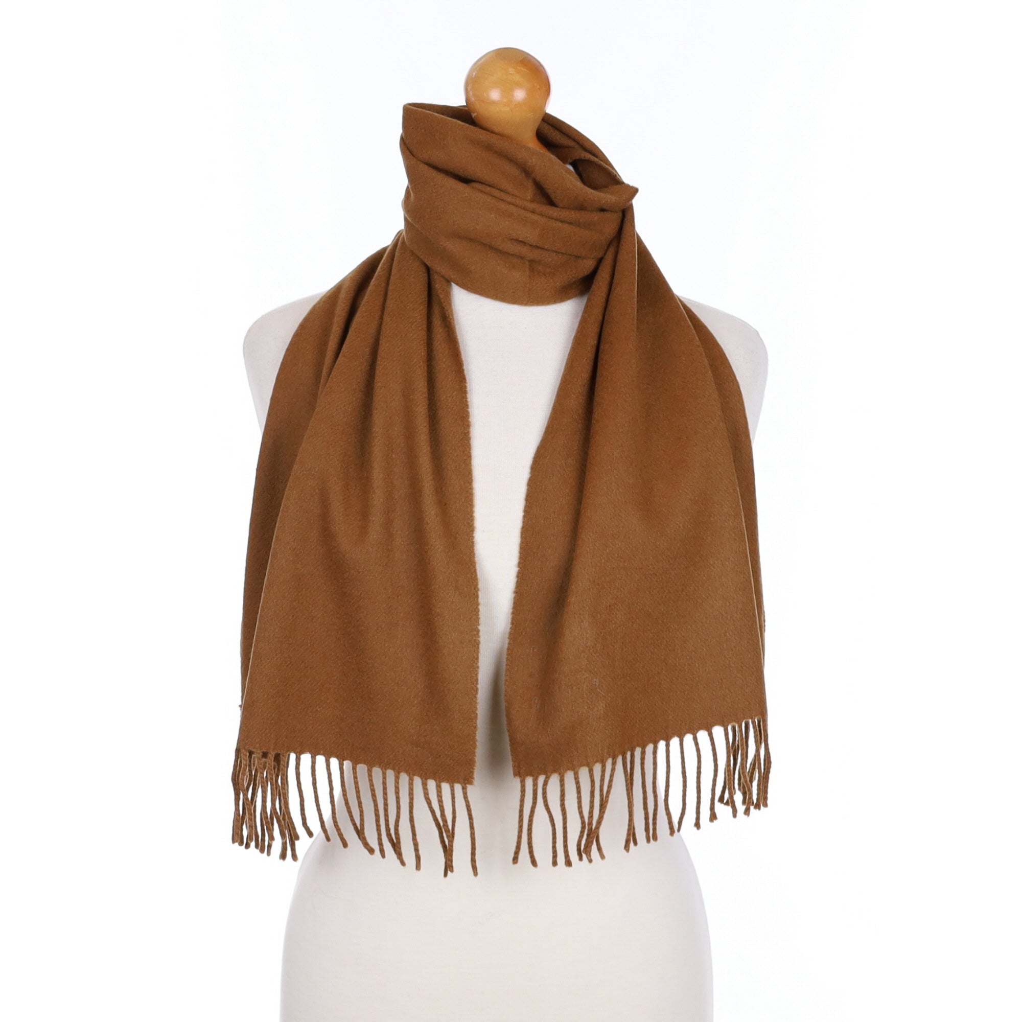 Cinnamon Brown Cashmere Tasseled Woven Scarf
