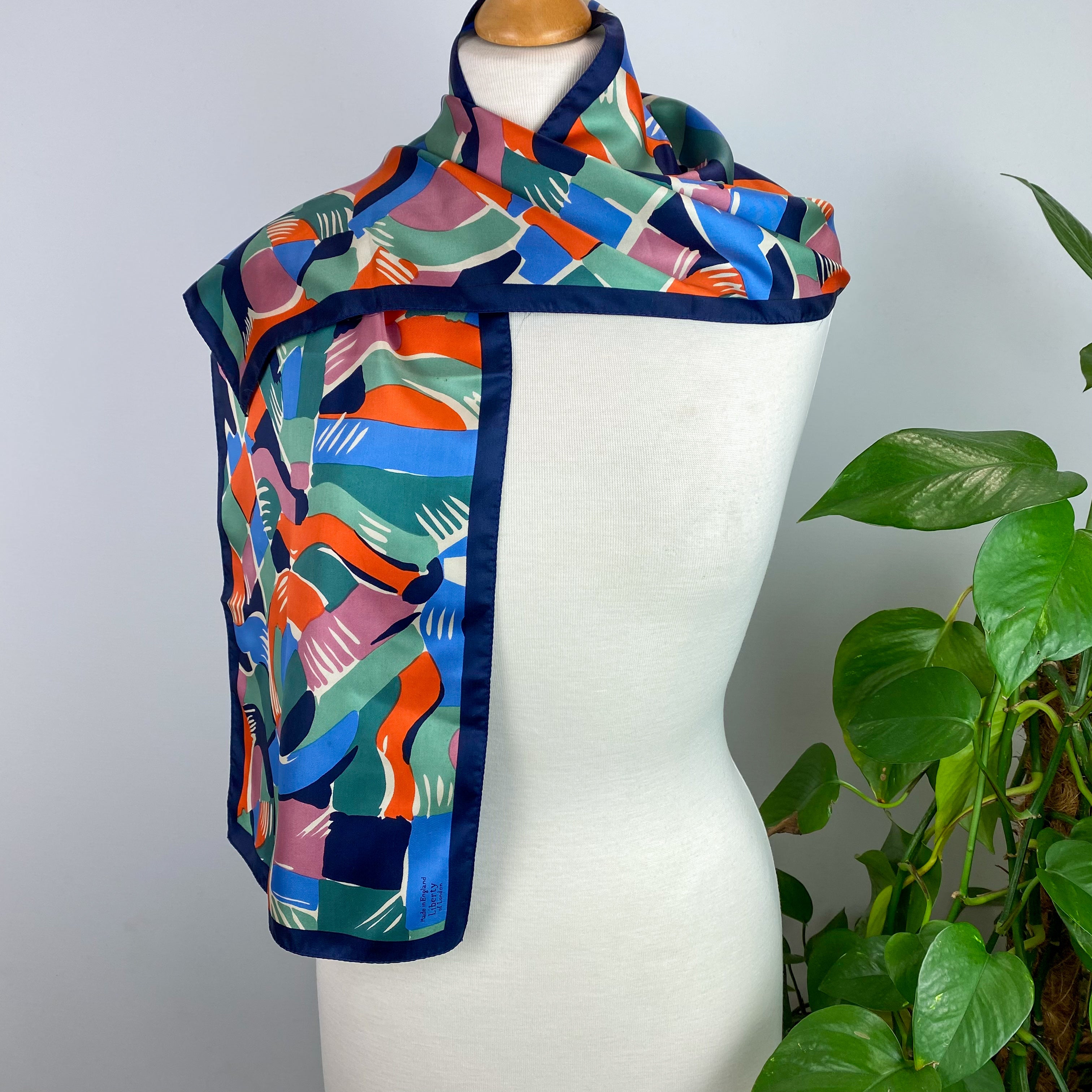 Liberty Abstract Blues Vintage Silk Scarf