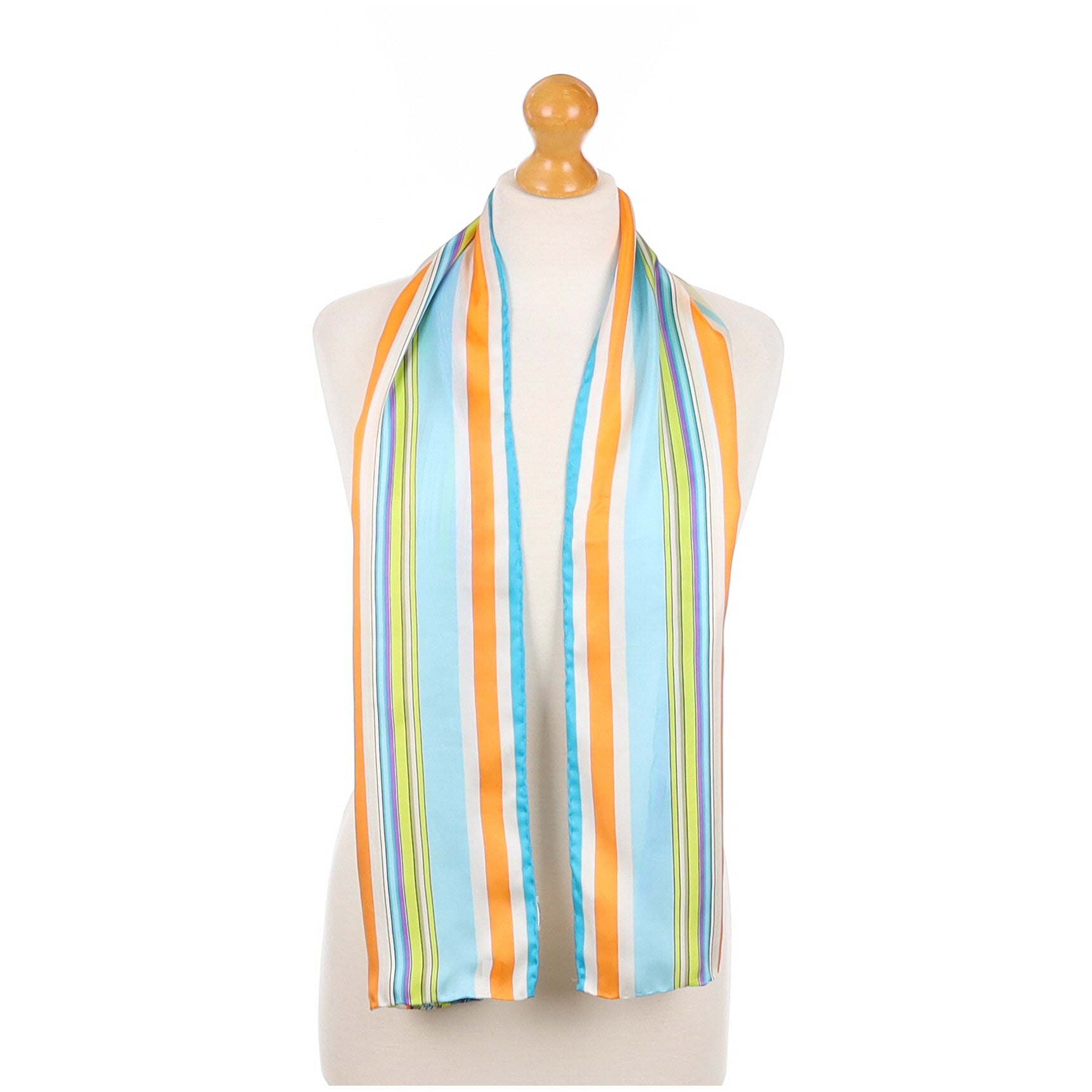 Candy Striped Long Silk Scarf