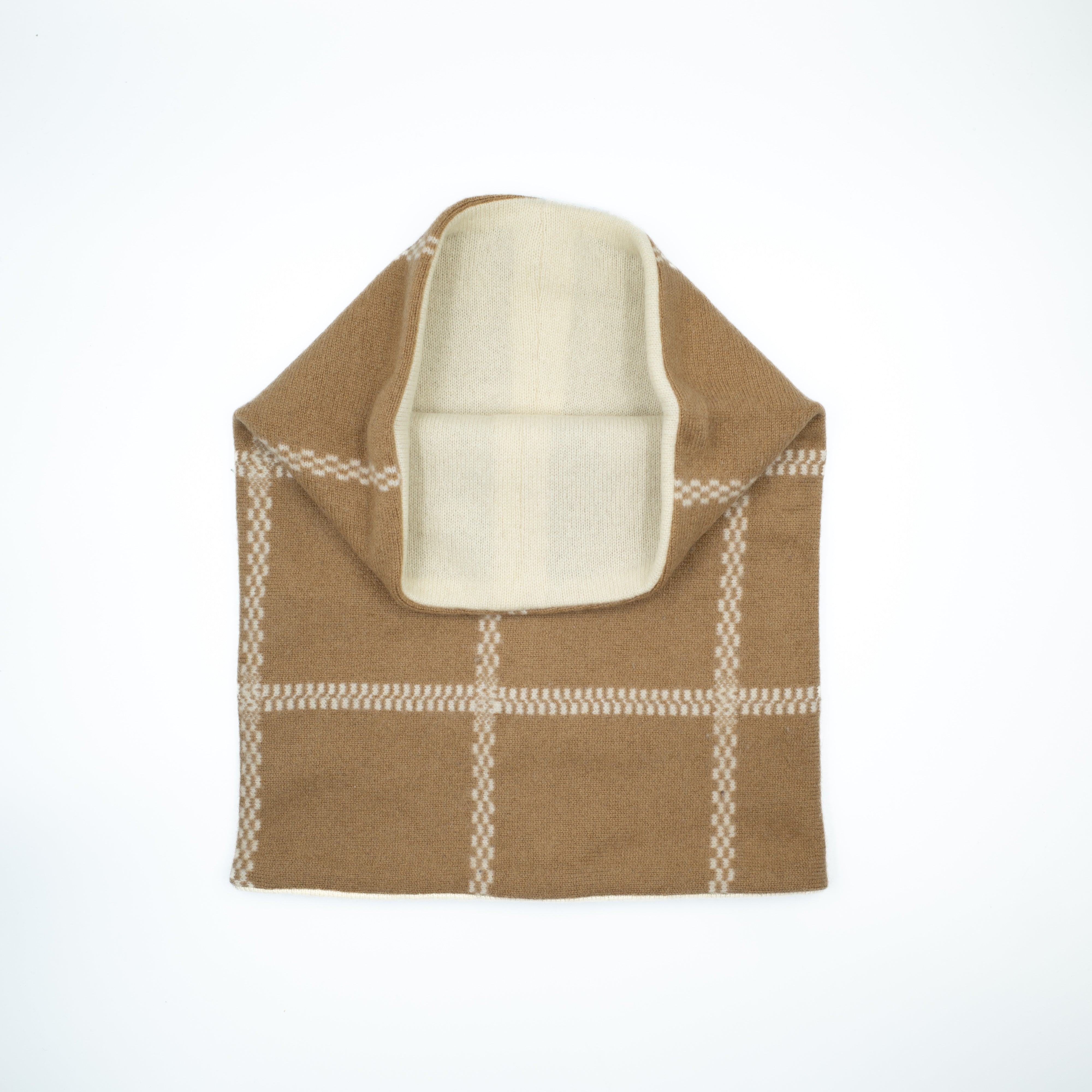 Camel Check and Cream Luxury Double Layered Snood