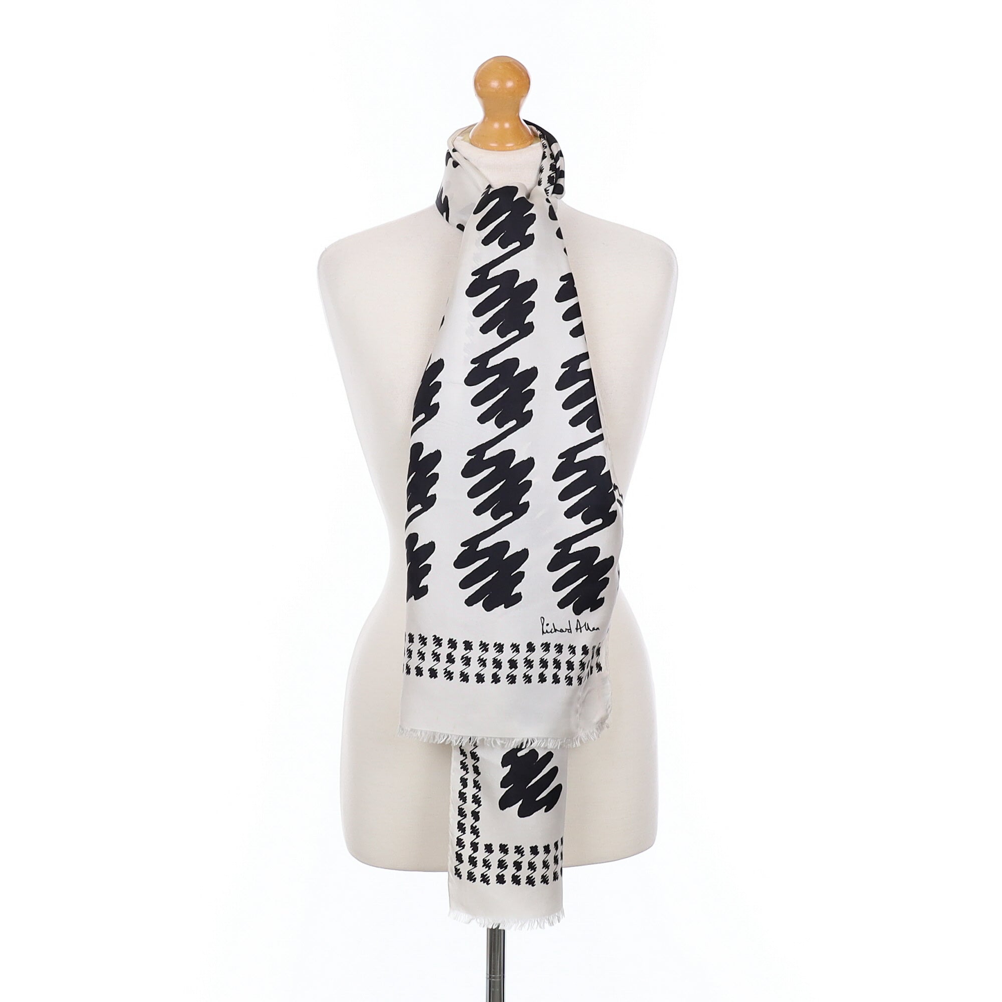 1980’s Richard Allan Monochrome Vintage Silk Scarf