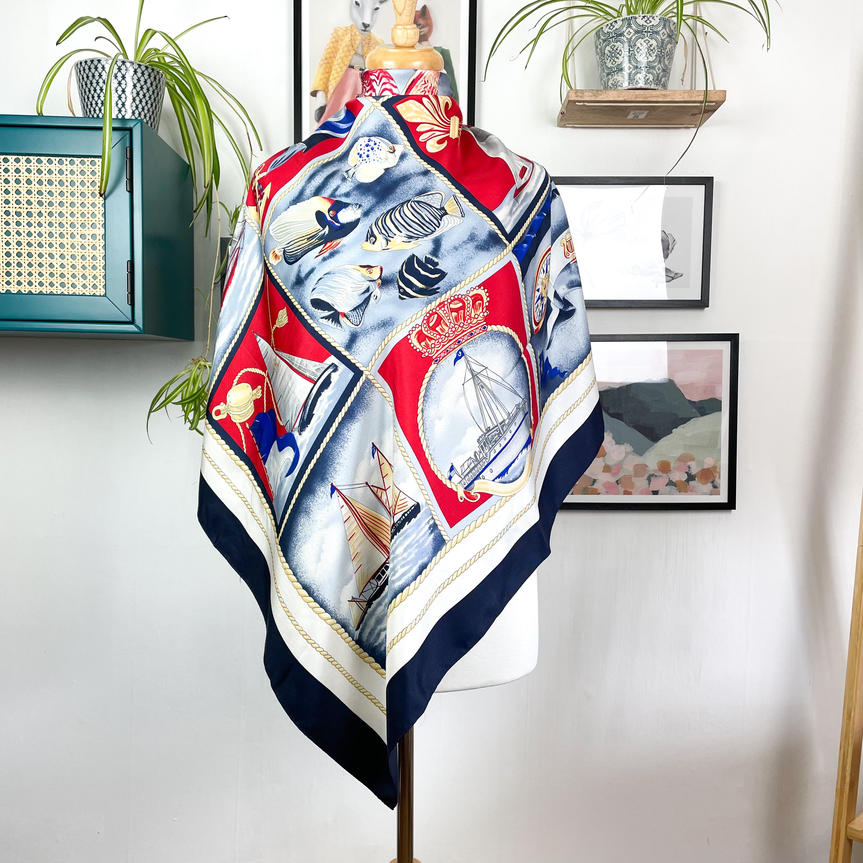 Large Basler Nautical Silk Scarf