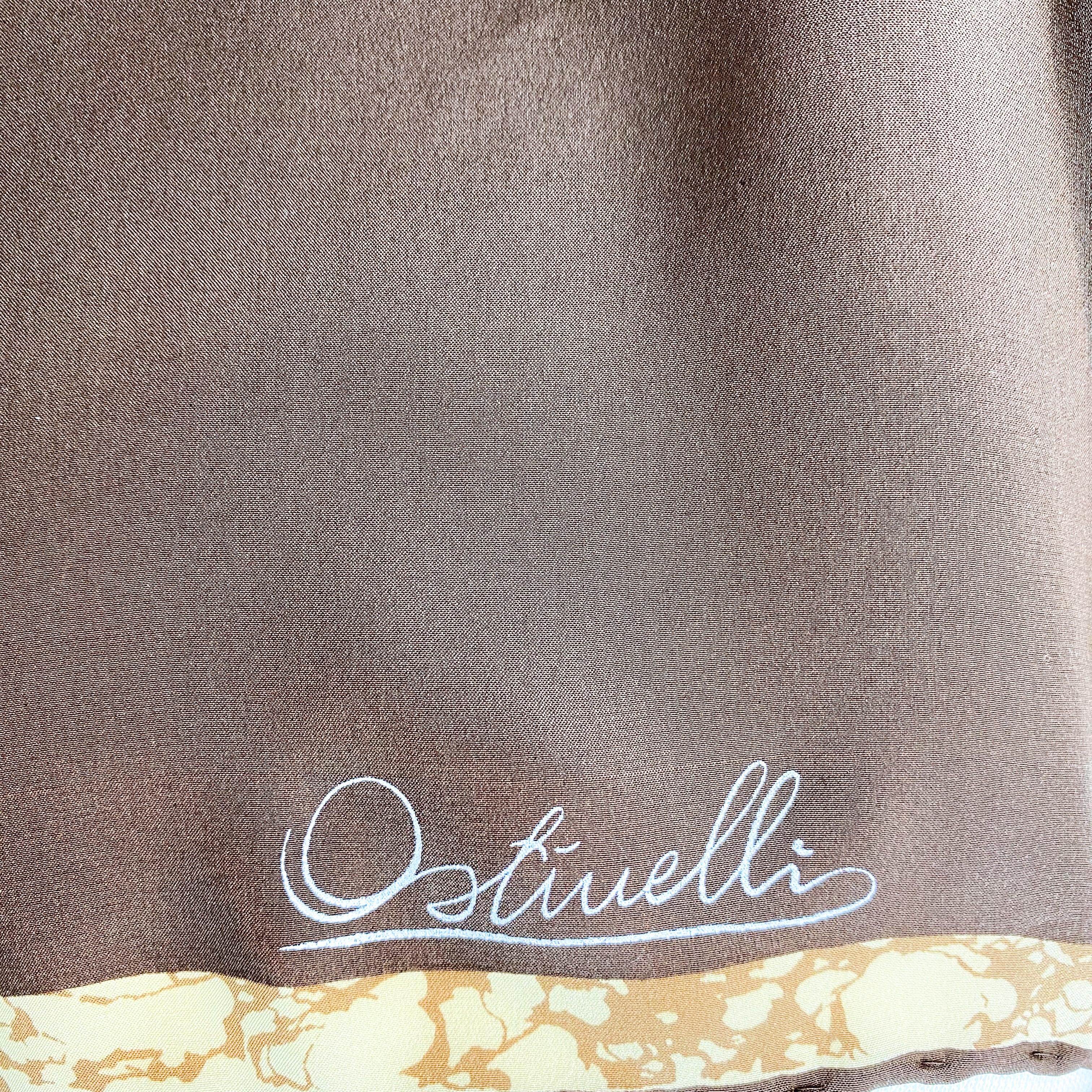 Unworn 1970s Ostinelli Abstract Vintage Silk Scarf