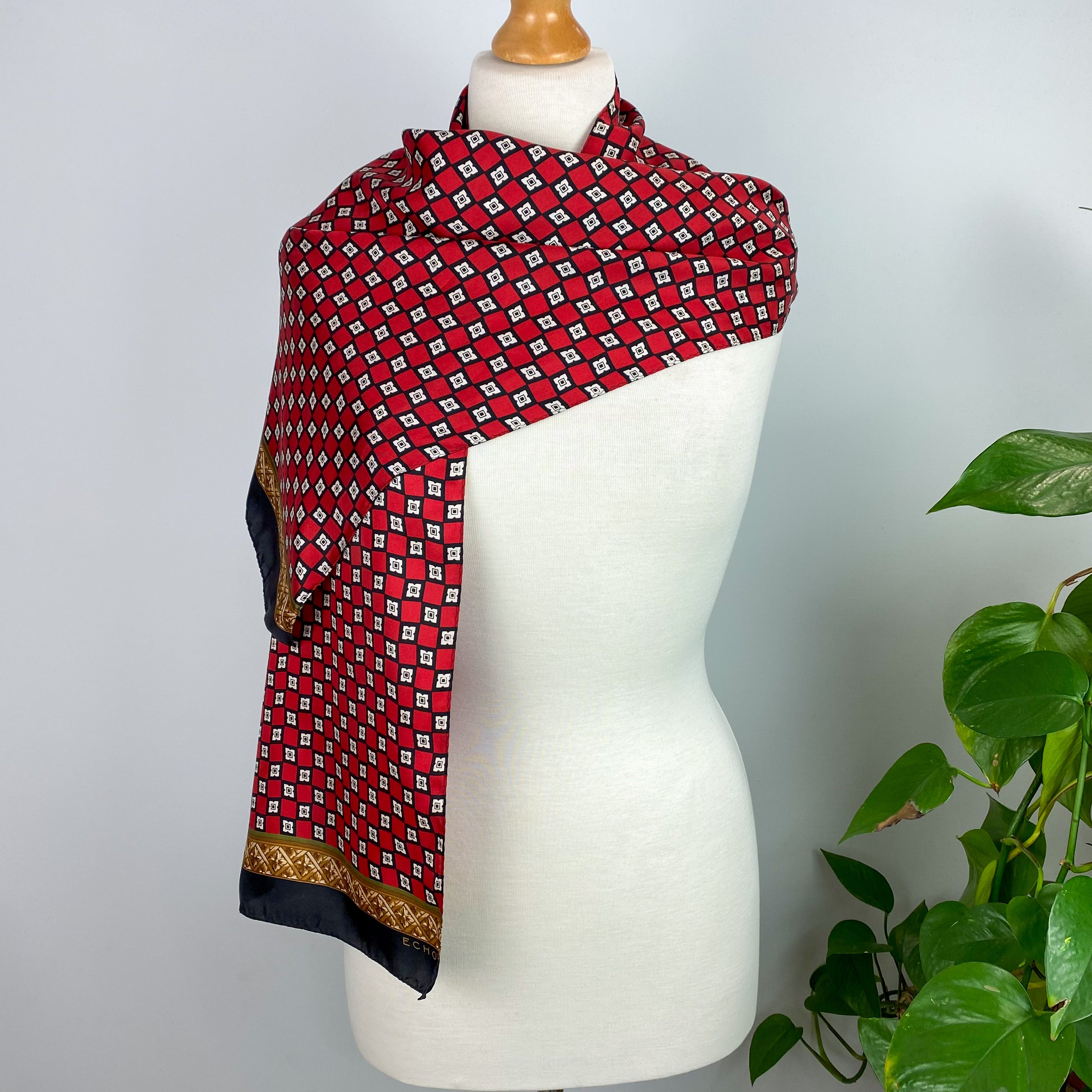 Echo Long Geometric Silk Scarf