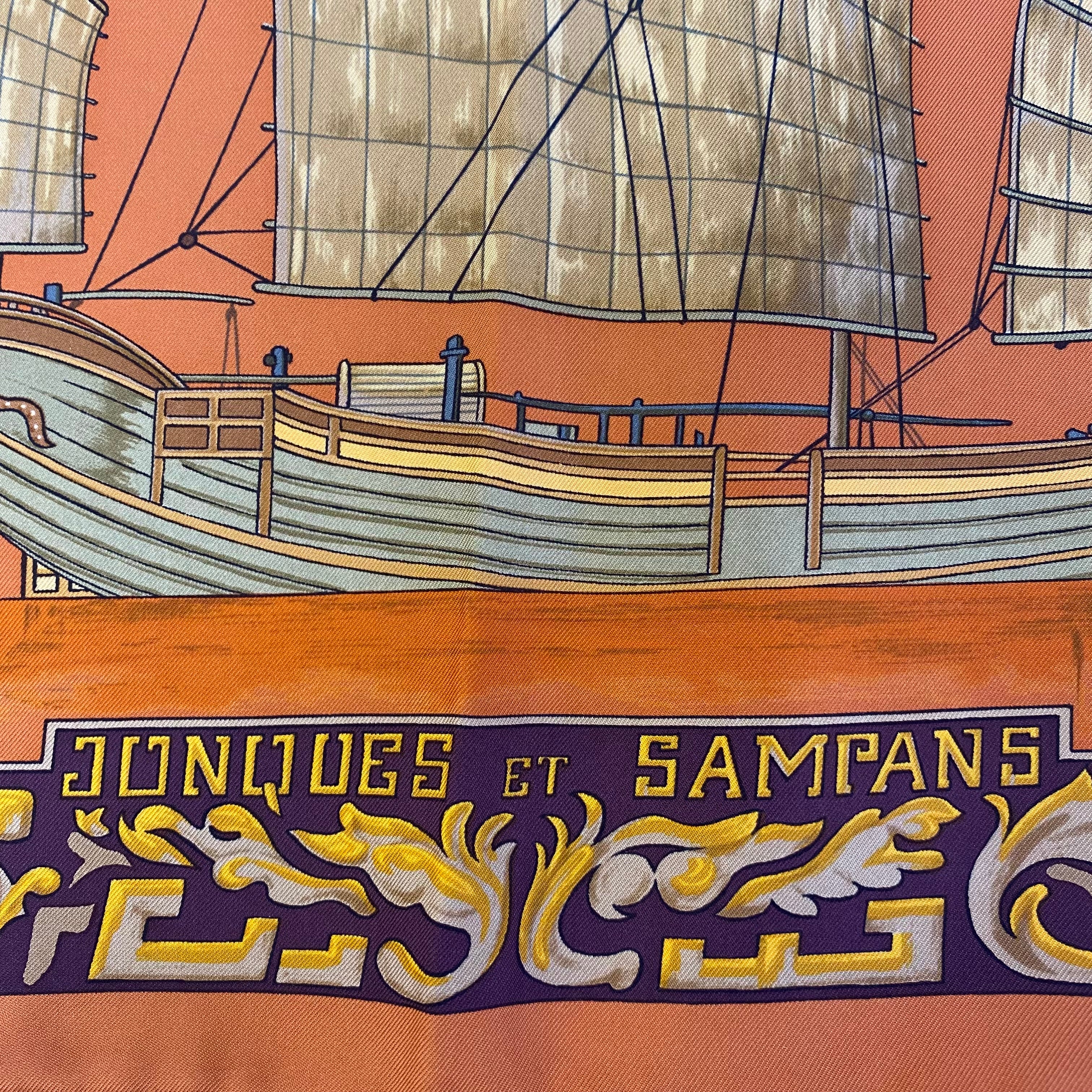 Hermès Jonques Et Sampans Silk Scarf