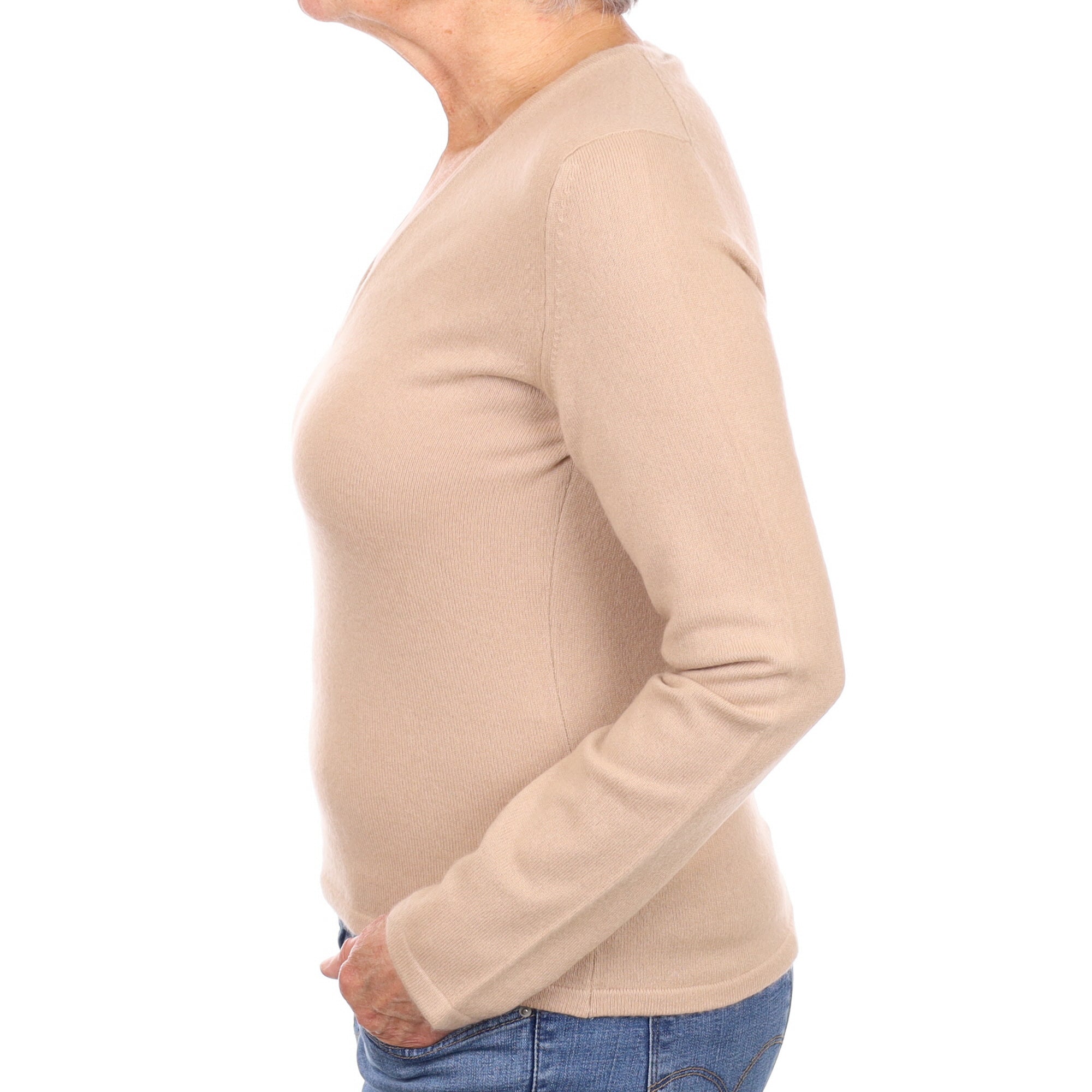 Pringle Buff Beige Cashmere V Neck Jumper Medium