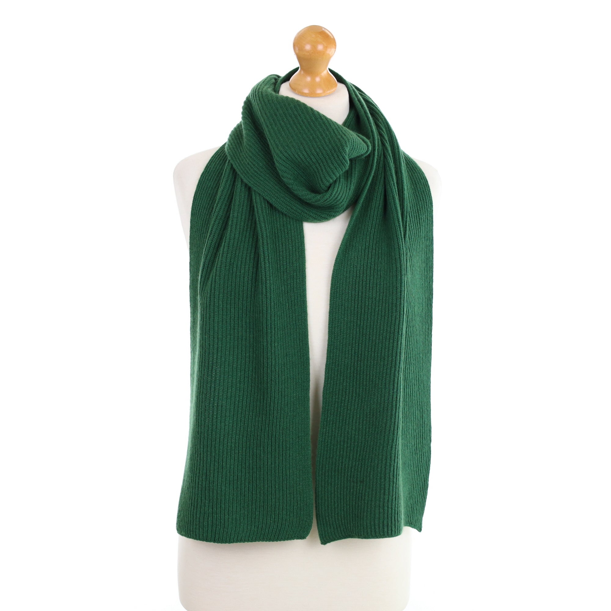 Brand New Scottish Racing Green Rib Cashmere Scarf