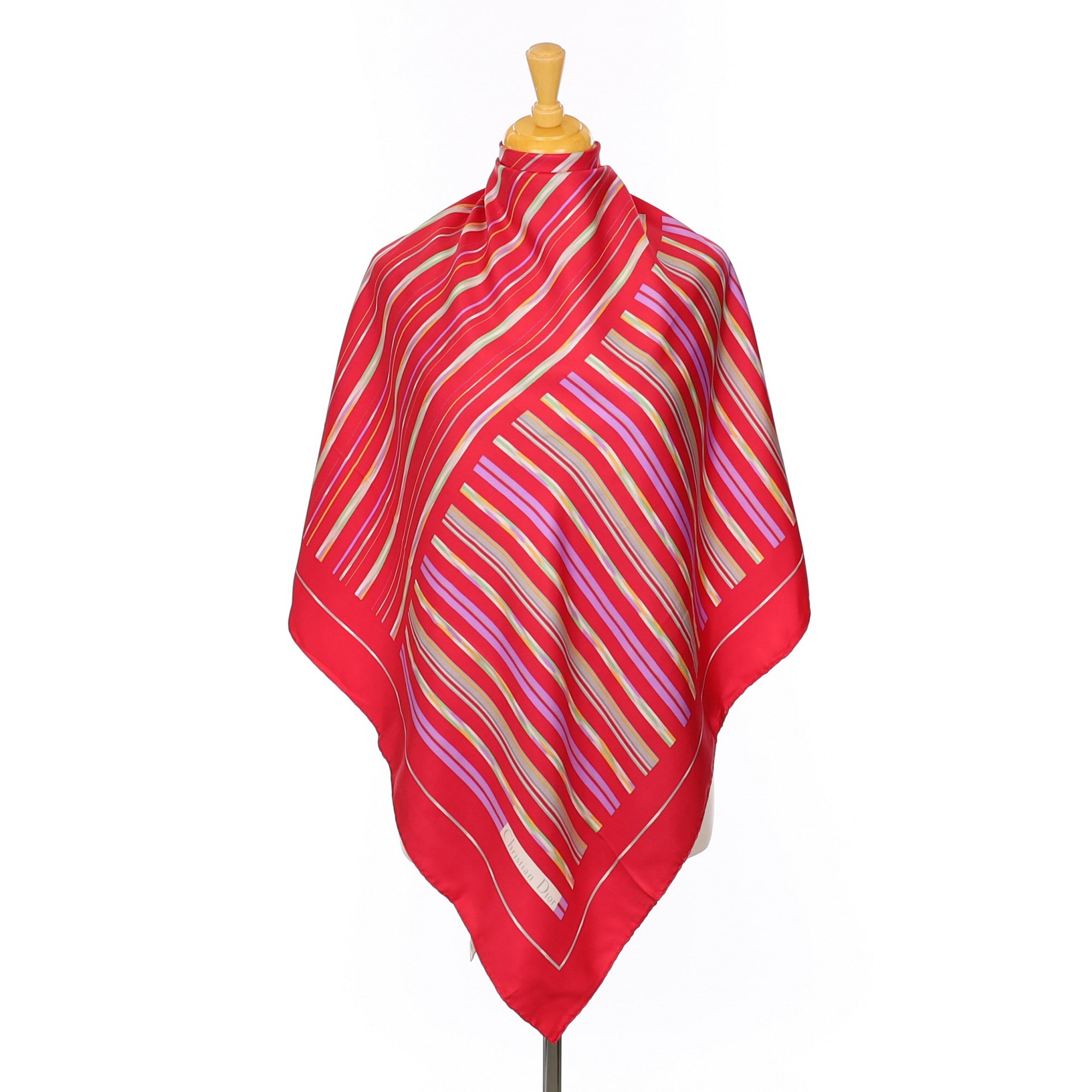 Christian Dior Striped Designer Vintage Silk Scarf