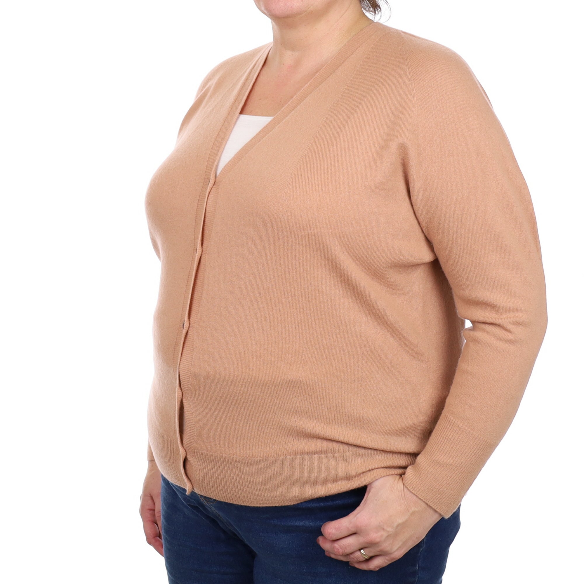 Pale Terracotta Cashmere V Neck Cardigan Extra Large