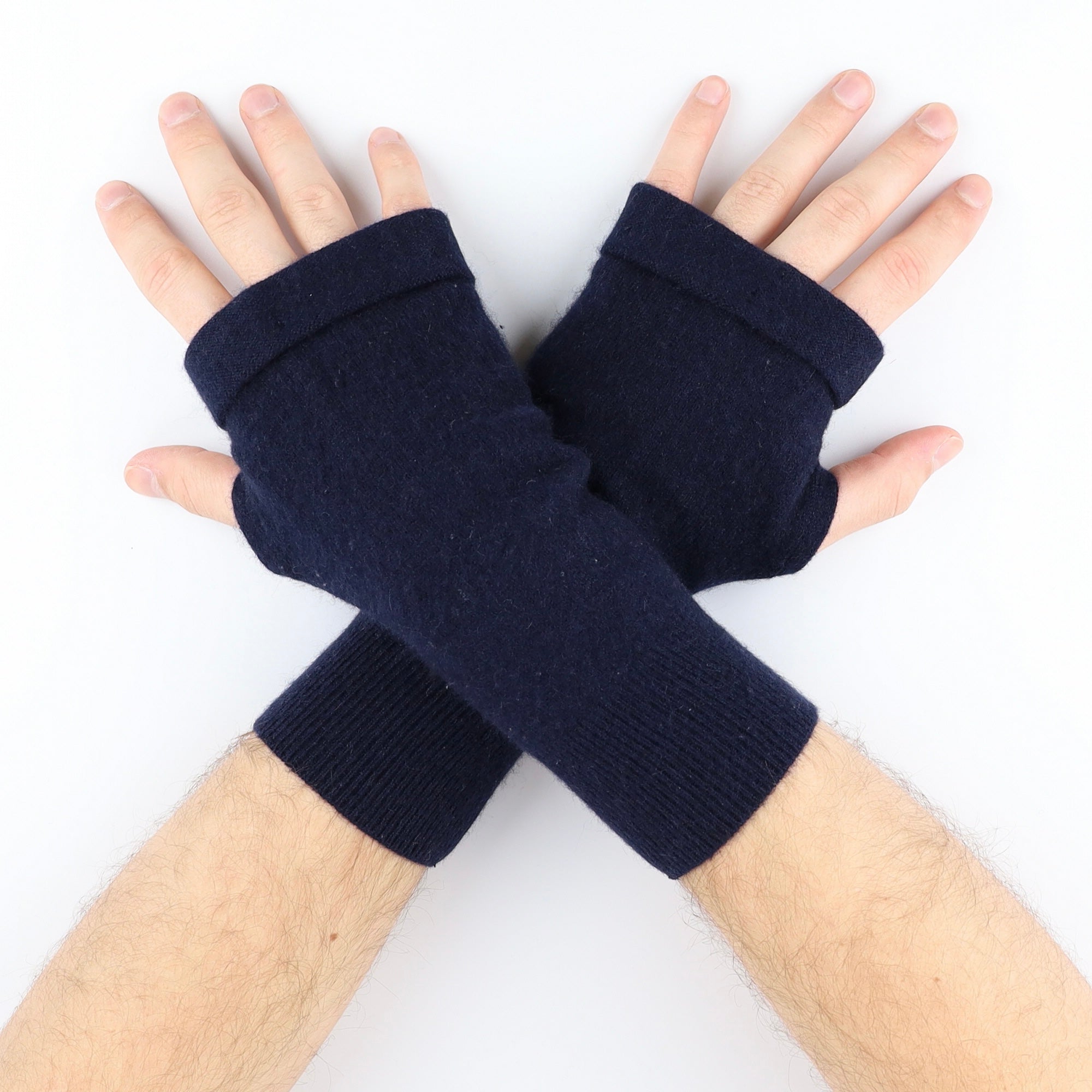 Men’s Dark Navy Fingerless Gloves