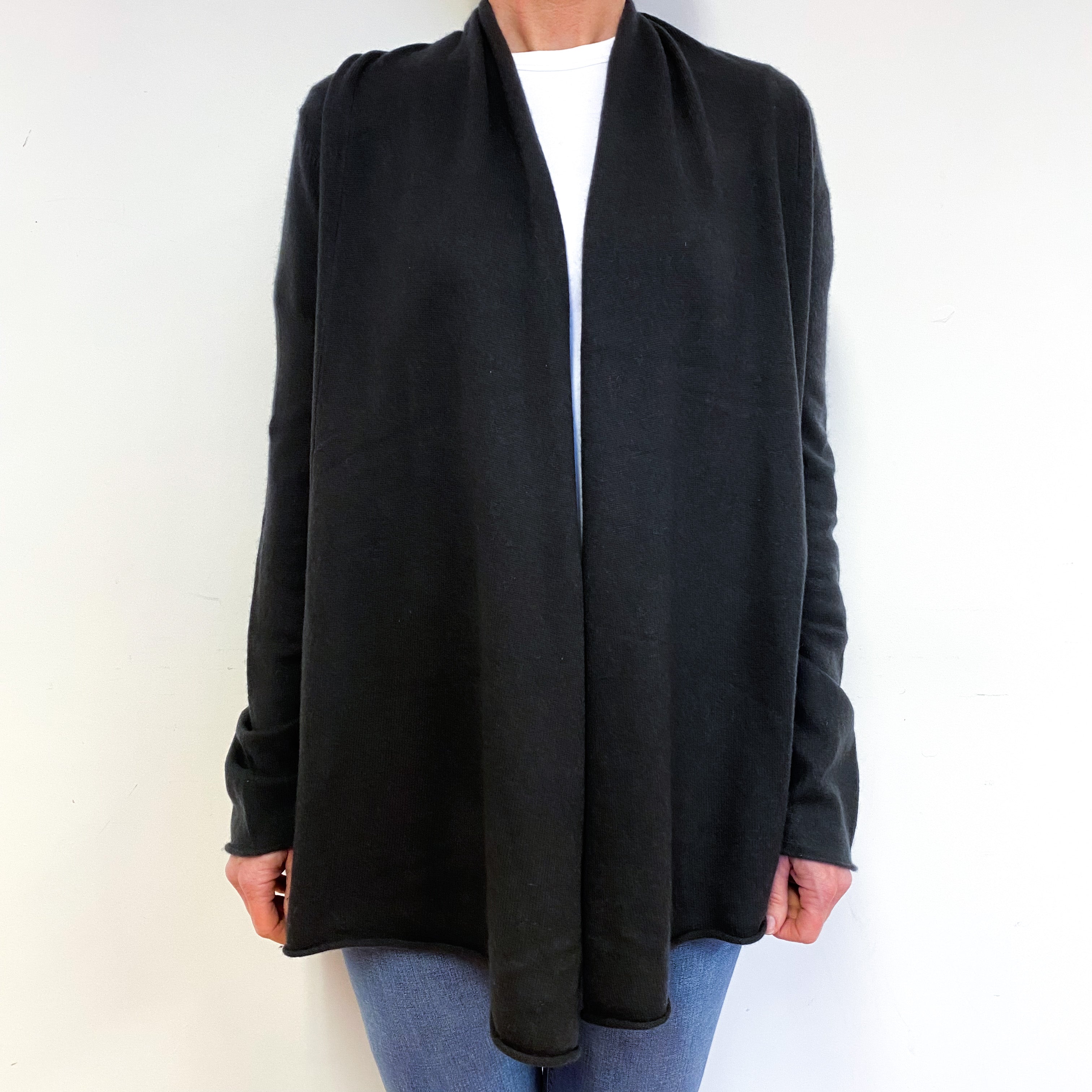 Peppercorn Brown Cashmere Waterfall Cardigan Medium
