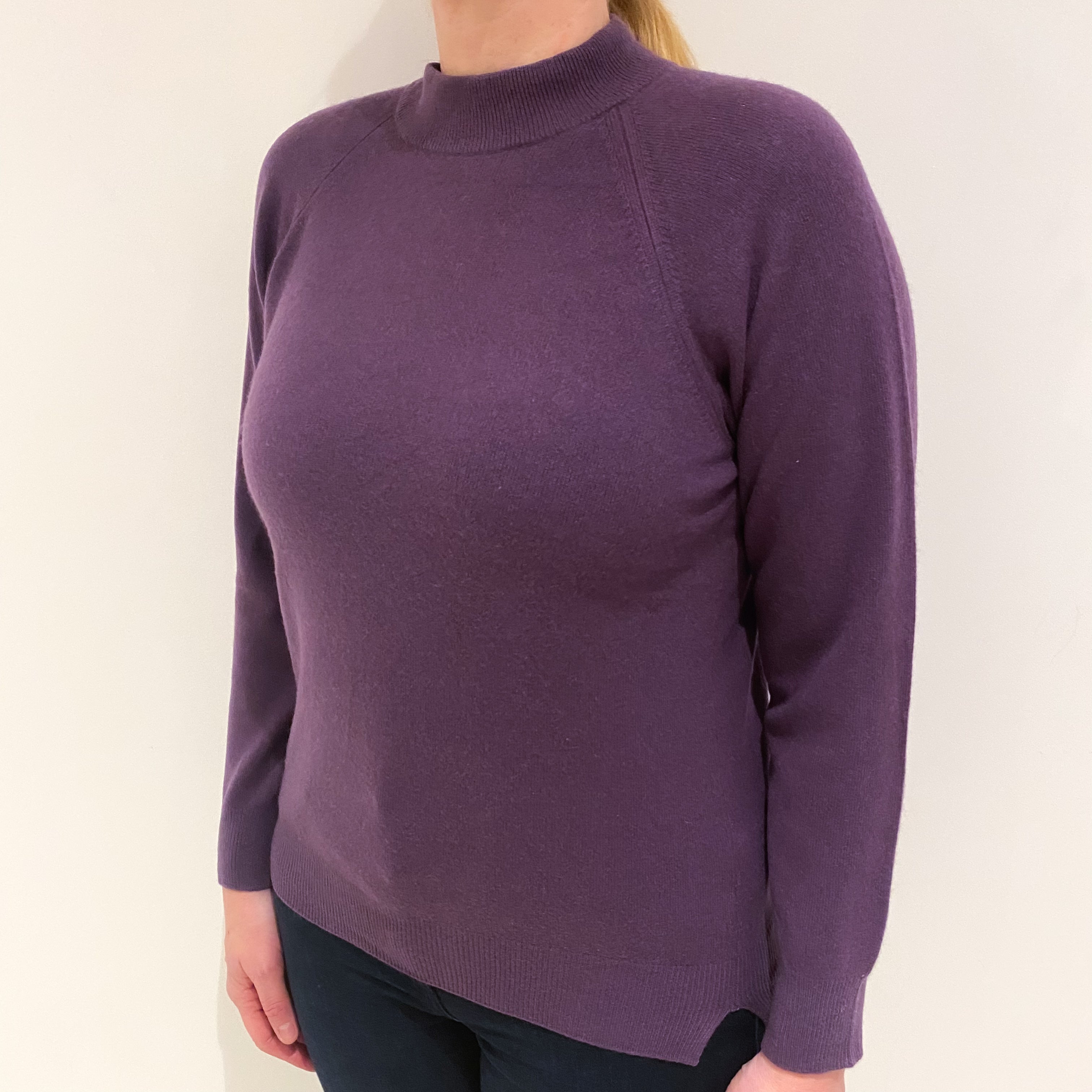 Blueberry Purple Cashmere Turtle Neck Jumper Large