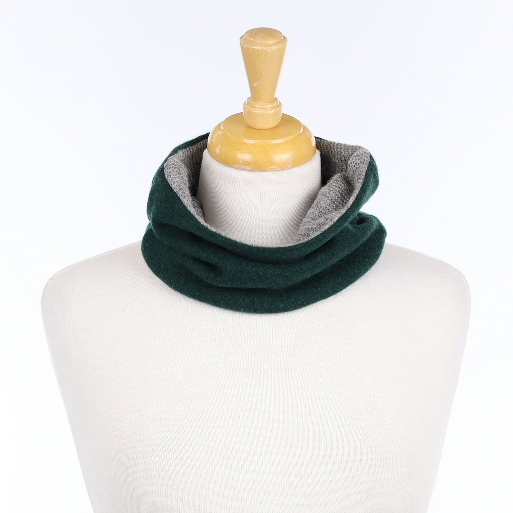 Bottle Green and Grey Knitted Neck Warmer