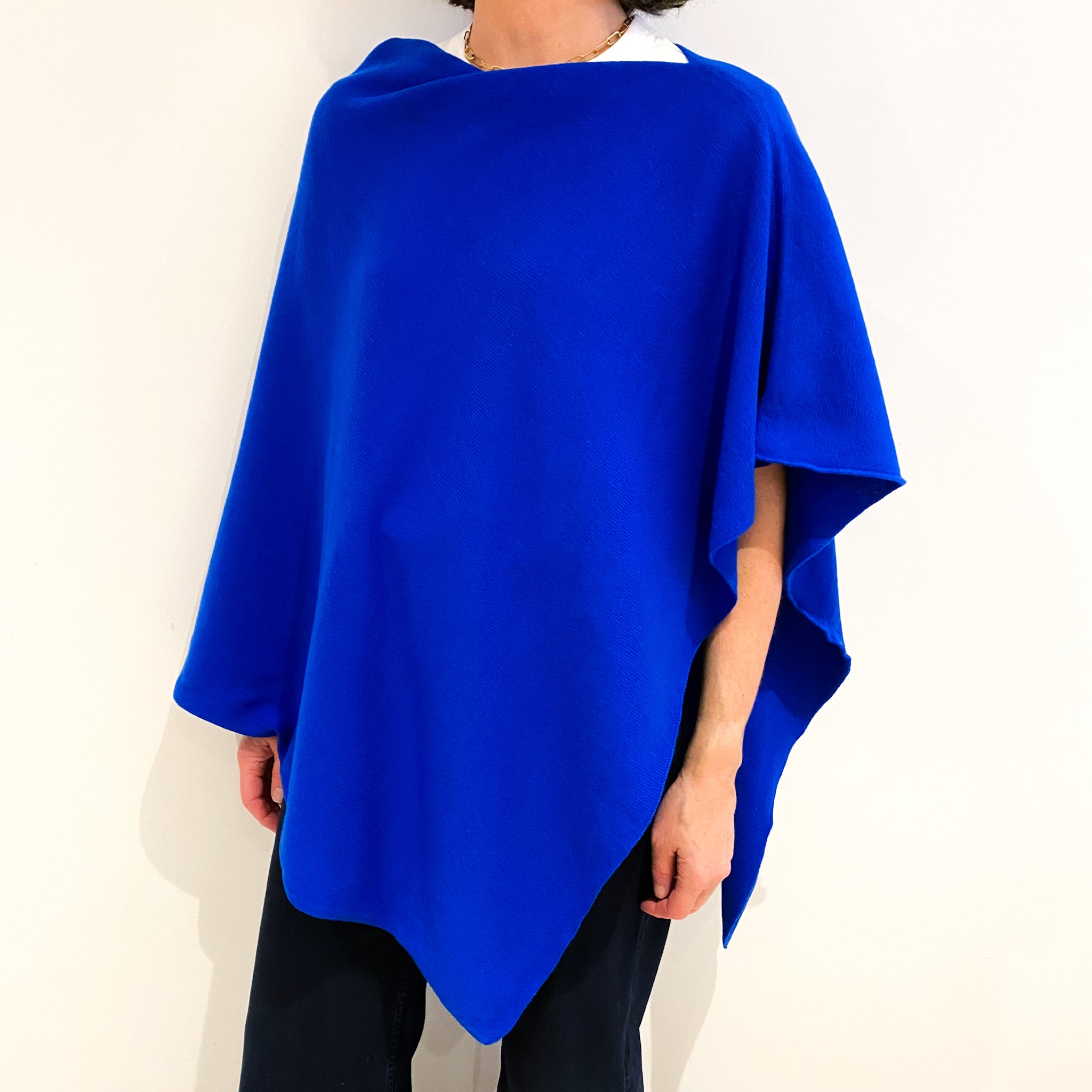 Brand New Scottish Cobalt Blue Cashmere Poncho One Size