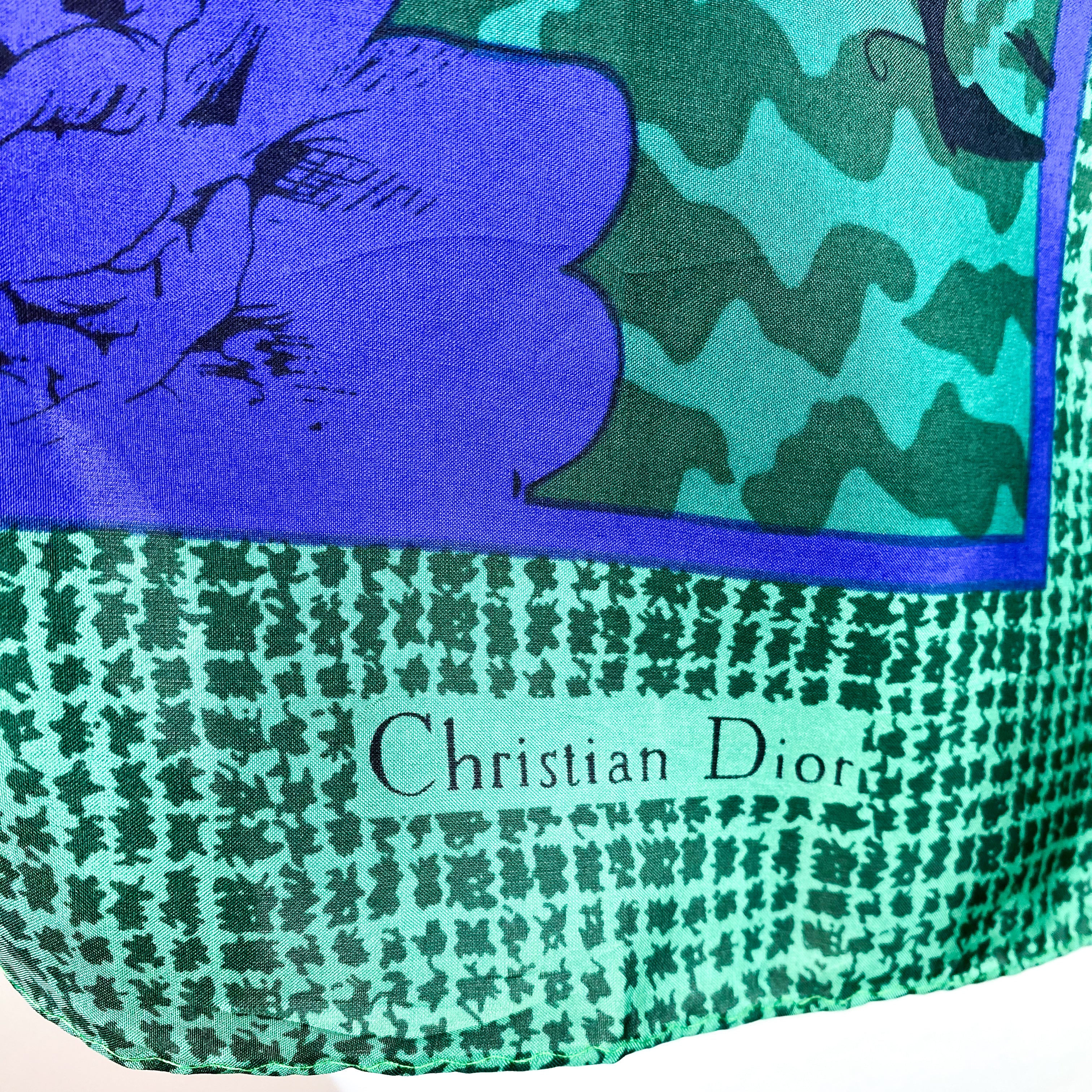1970s Christian Dior Vintage Designer Silk Scarf