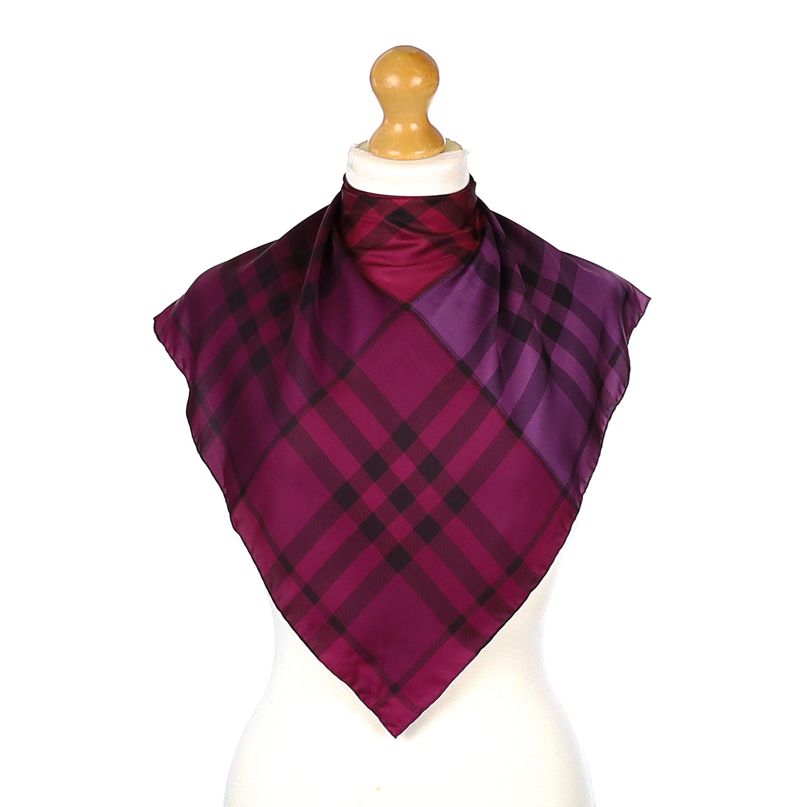 Pristine Boxed Burberry Checked Silk Scarf