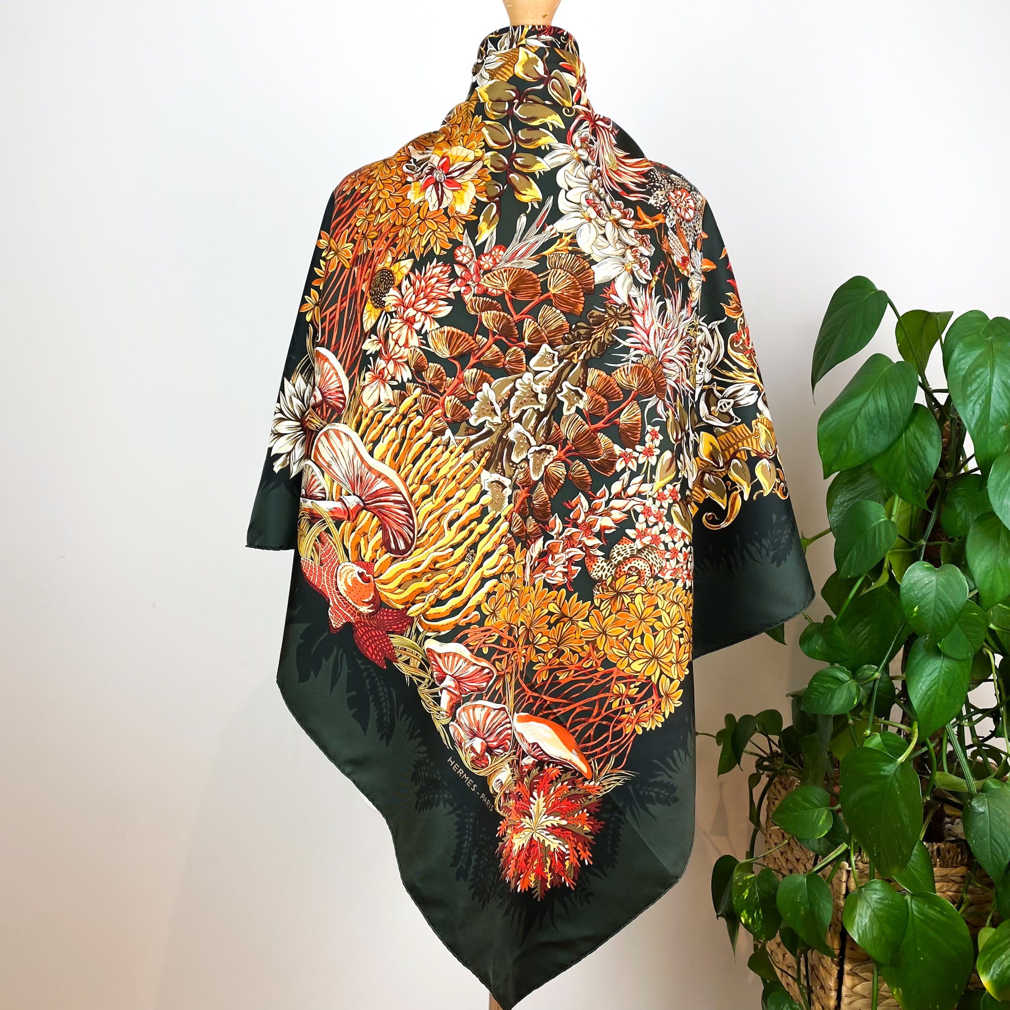Boxed Hermes L’ile Deserte Vintage Silk Scarf